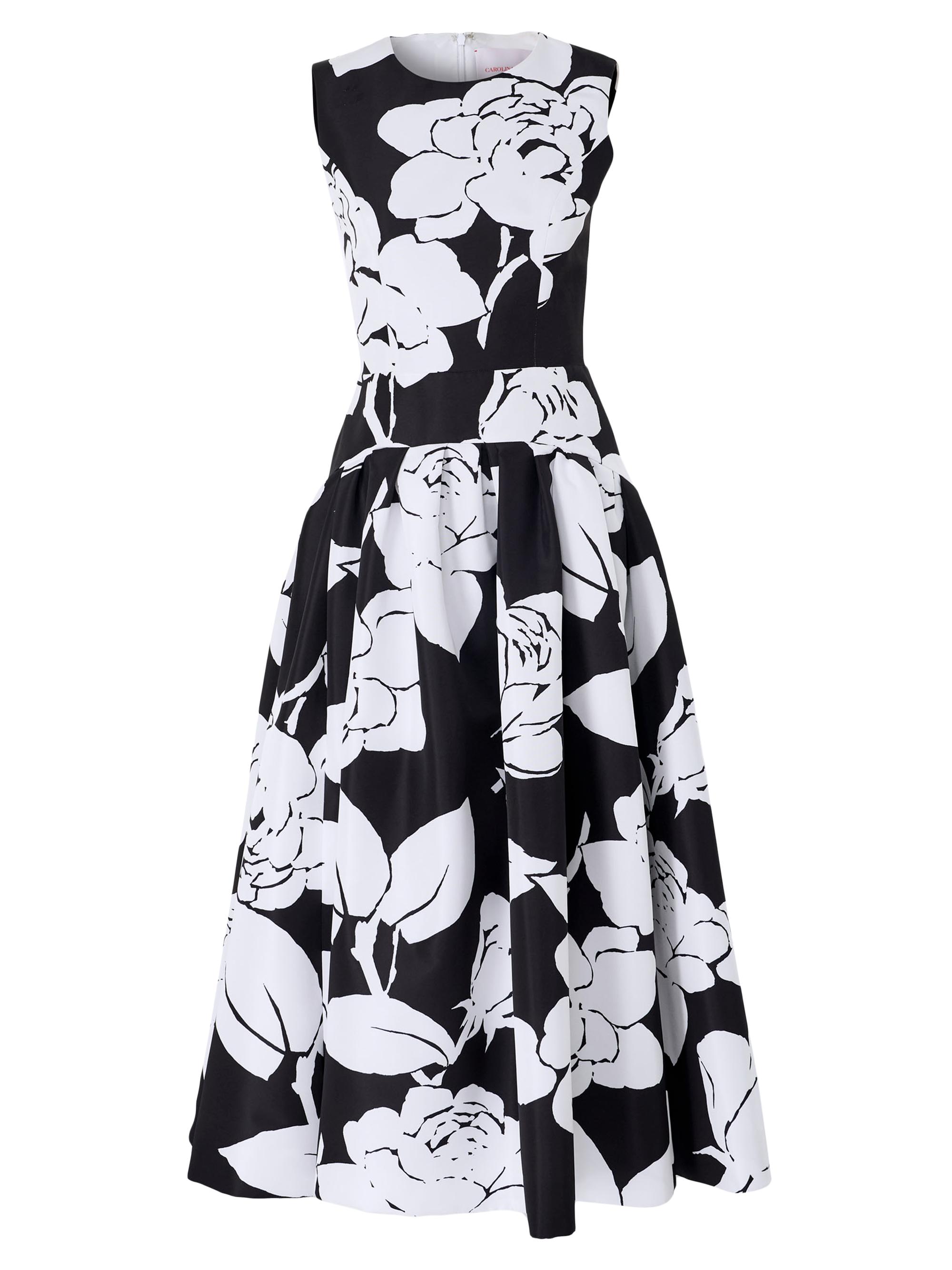 Carolina Herrera Women's Floral Sleeveless Midi-Dress - Black White