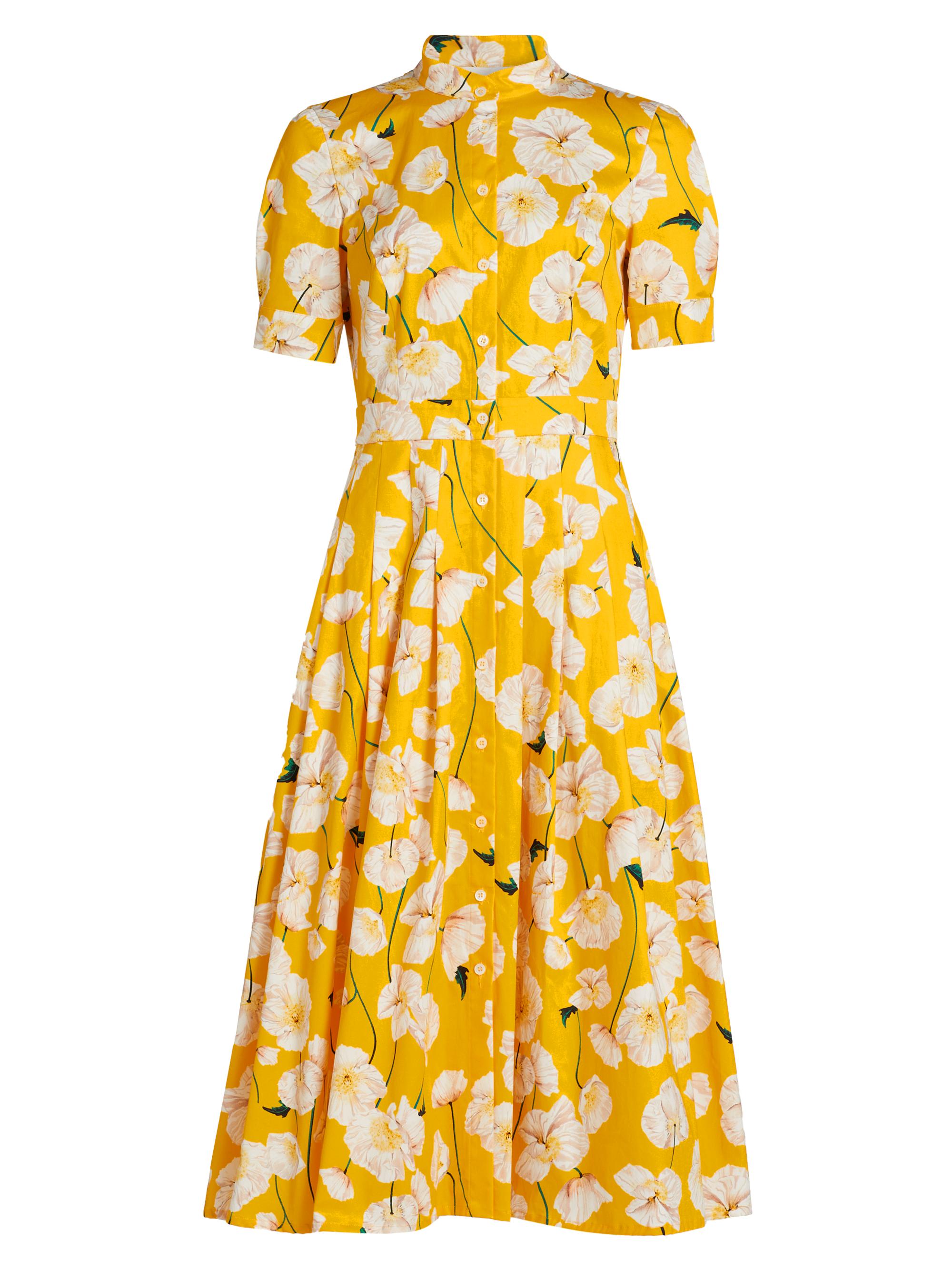 Carolina Herrera Women's Floral Stretch Cotton Shirtdress - Taxi Cab Multi