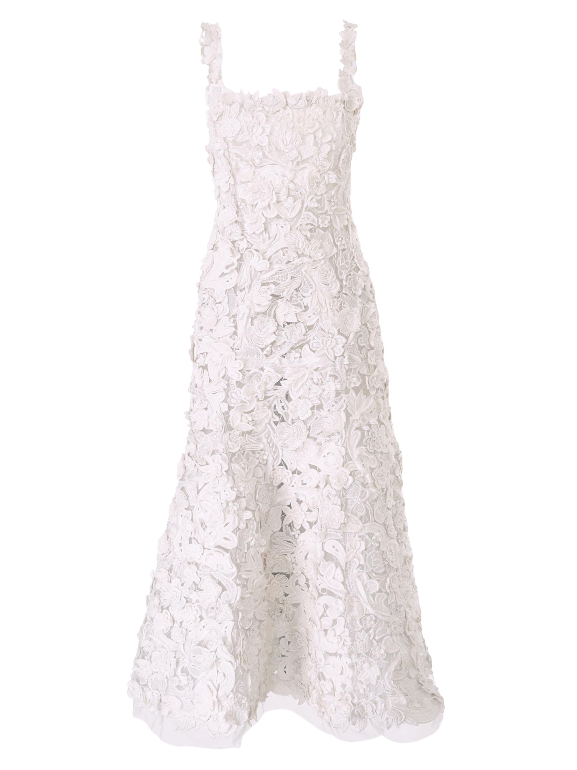 Carolina Herrera Embroidered Trumpet Midi-Dress Saks Fifth Avenue