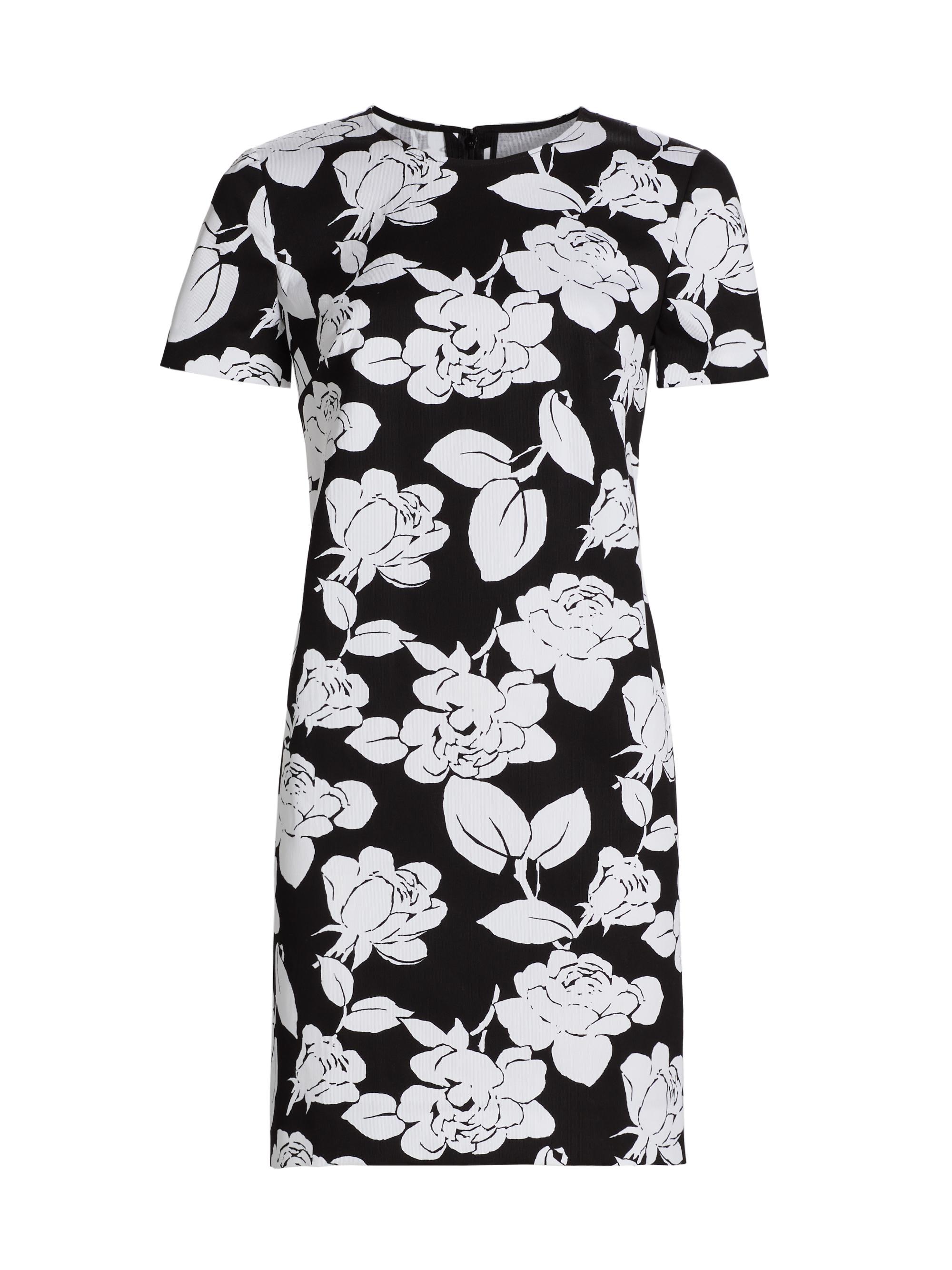 Carolina Herrera Women's Floral Stretch Cotton Shift Minidress - Black White