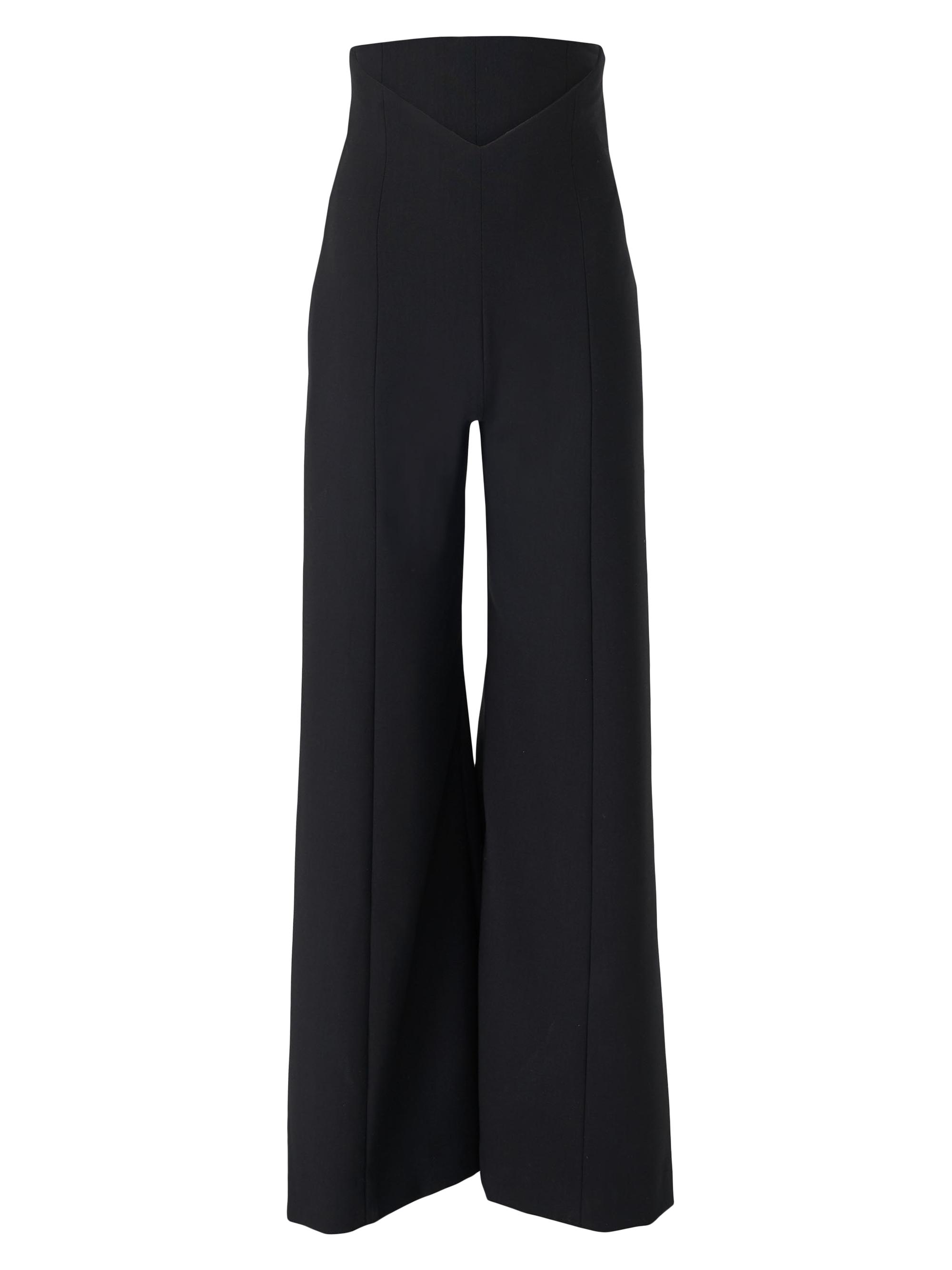 Carolina Herrera Women's V-Waistband Wide-Leg Stretch Wool Pants - Black