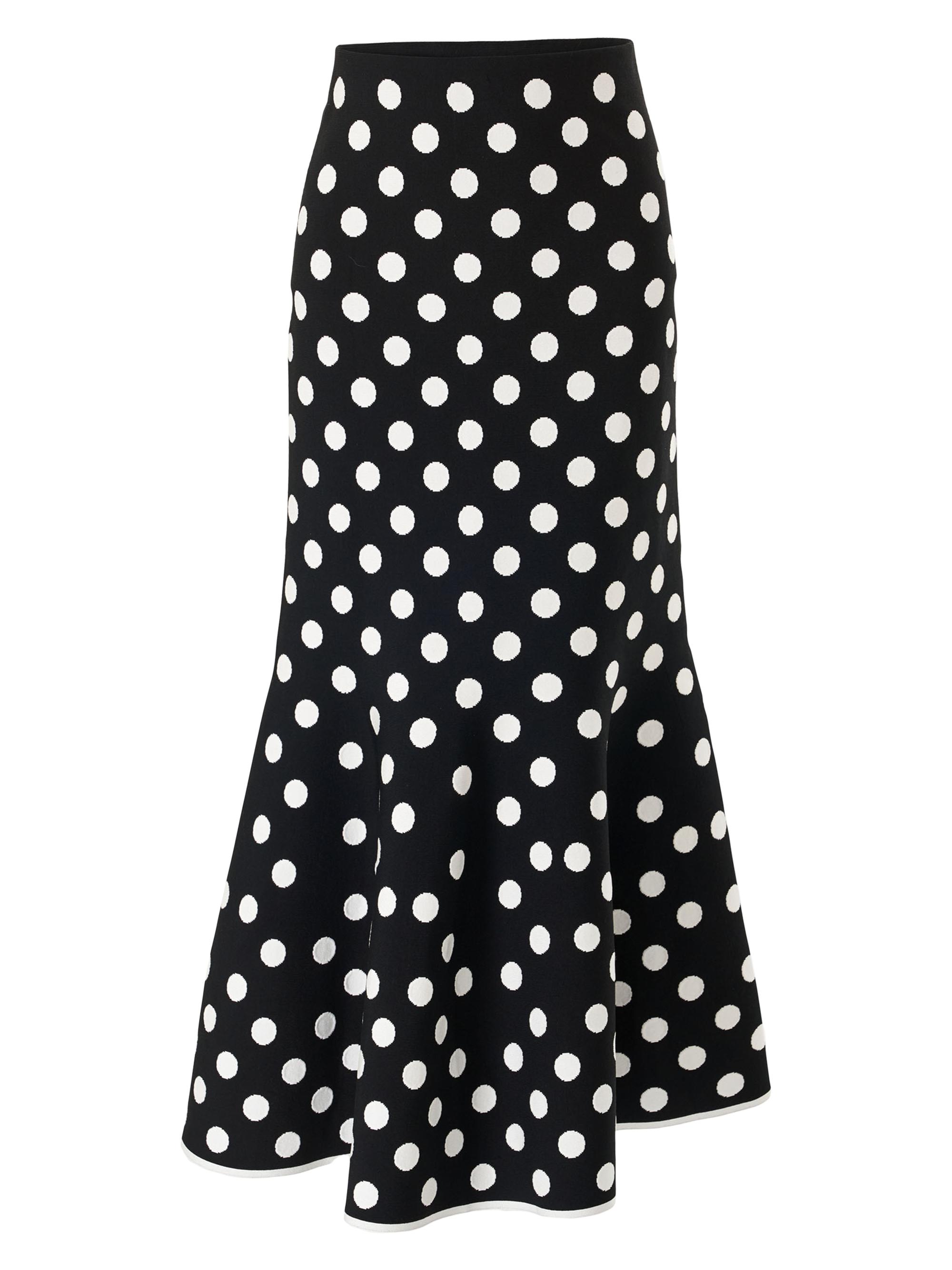 Carolina Herrera Women's Polka Dot Trumpet Midi-Skirt - Black White