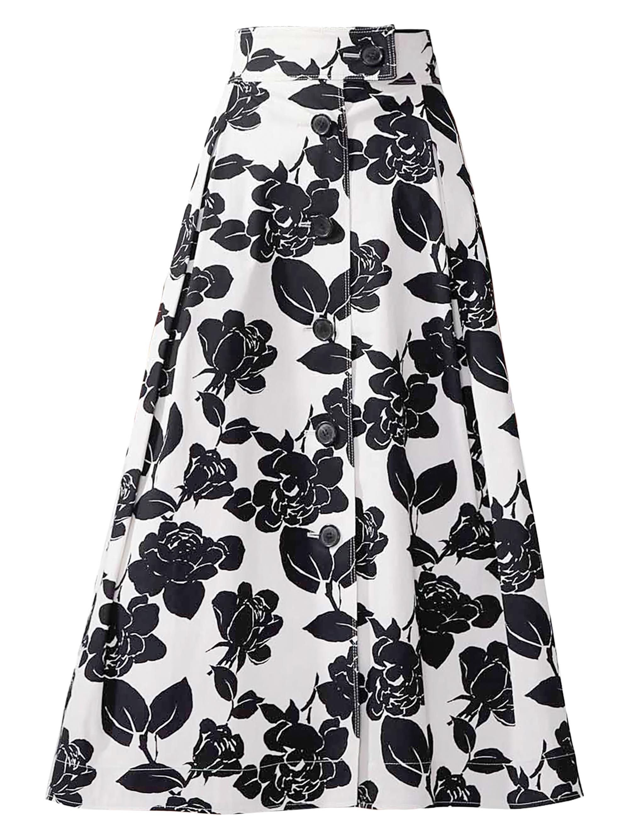 Carolina Herrera Women's Floral Button-Front Midi-Skirt - White Black