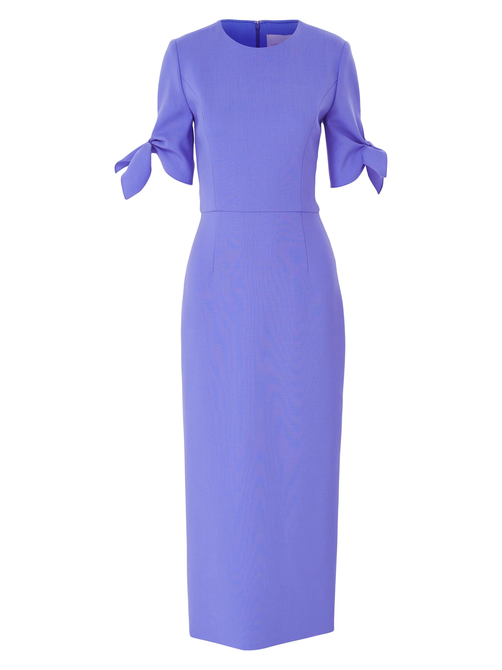 Carolina Herrera Women's Sleeve-Tie Stretch Wool Midi-Dress - Delphinium