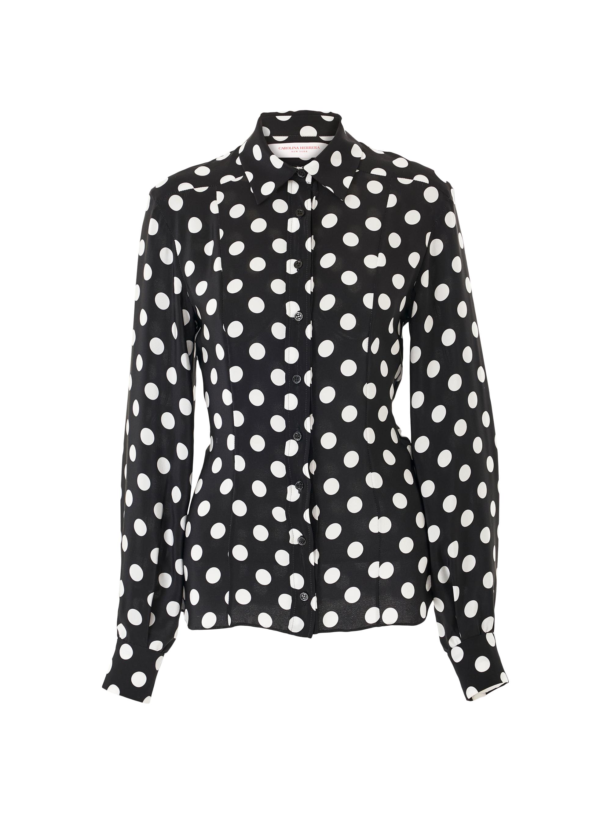 Carolina Herrera Women's Polka Dot Silk Blouse - Black