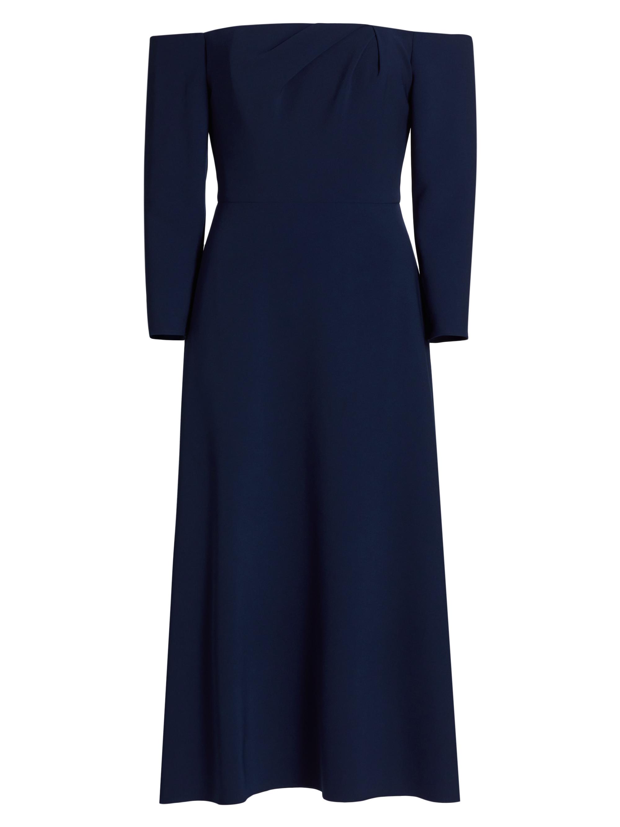 Carolina Herrera Velvet Off-The-Shoulder Midi-Dress | Saks Fifth