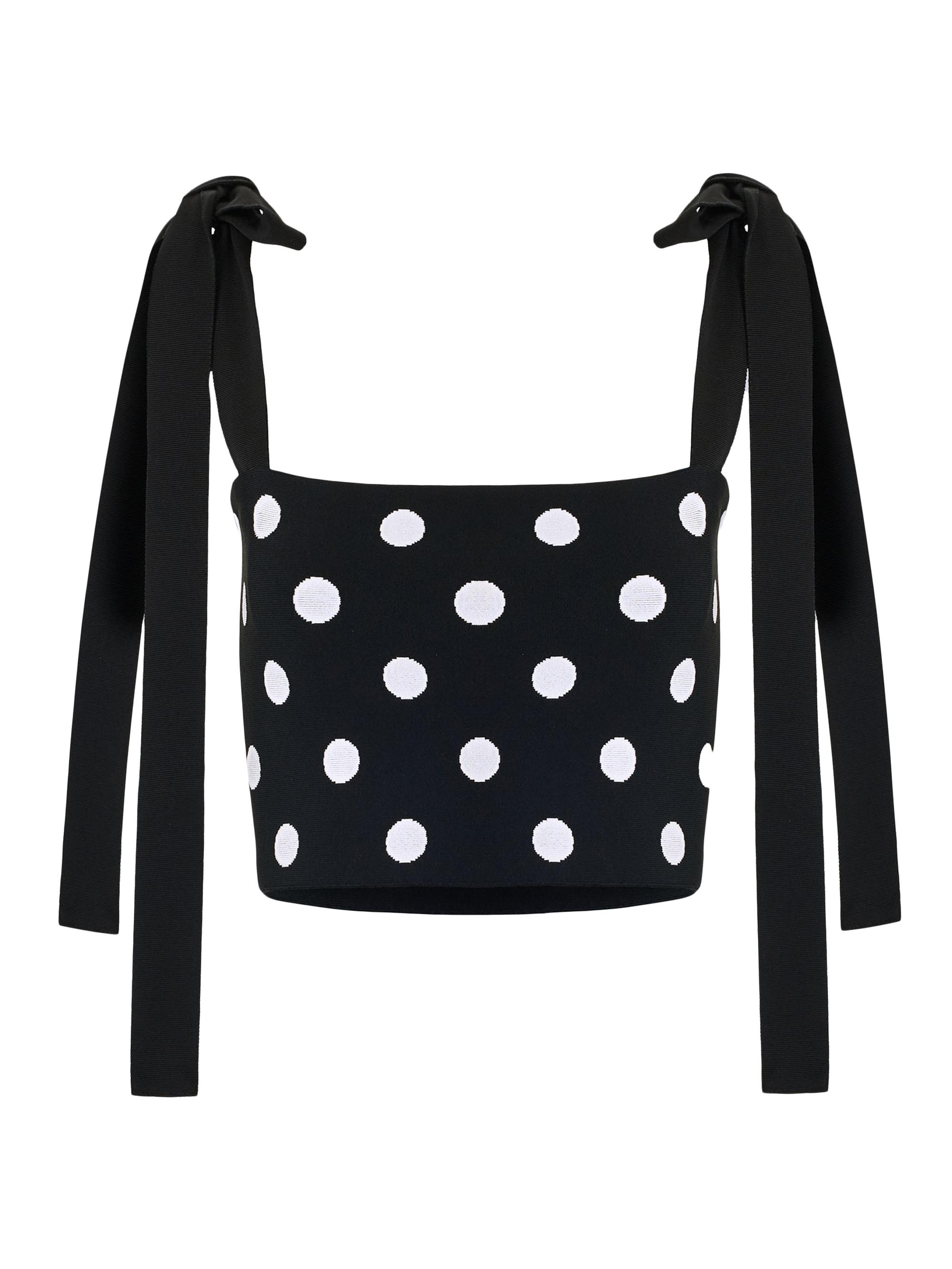 Carolina Herrera Women's Polka Dot Shoulder-Tie Tube Top - Black White