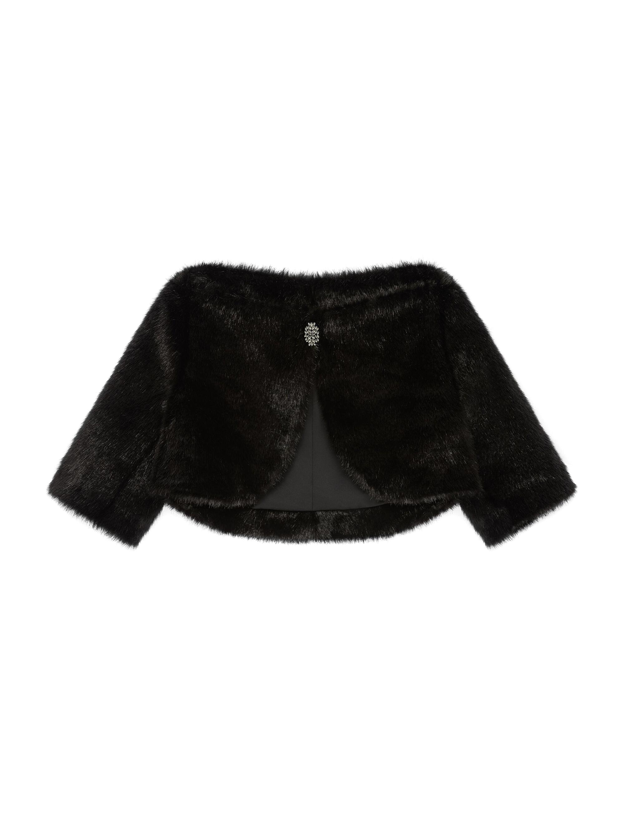 Givenchy Women's Bolero in Faux Fur with Crystal Detail - Black