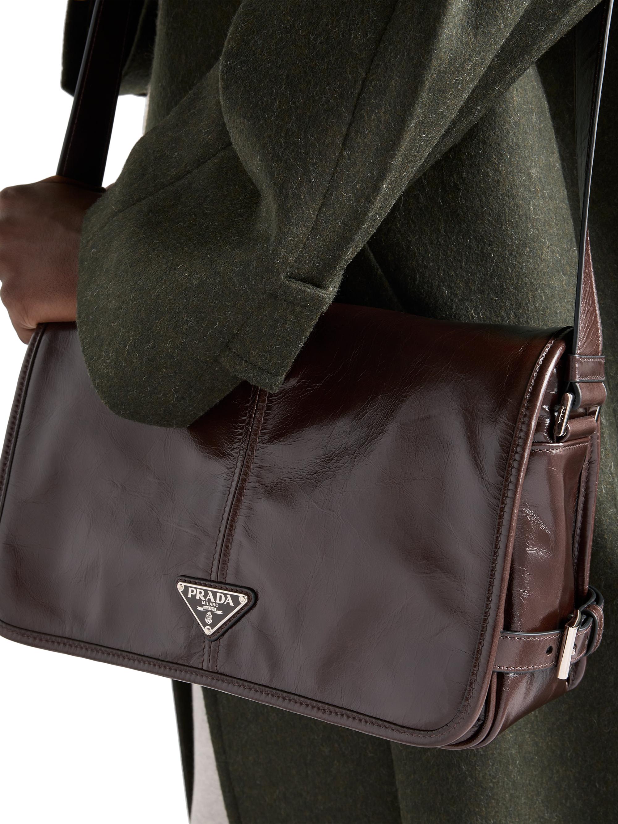 Prada Men's Leather Shoulder Bag - Dark Brown | Thumbnail 3