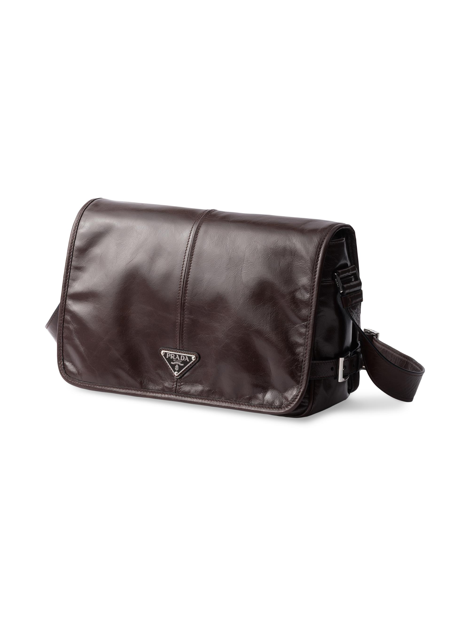 Prada Men's Leather Shoulder Bag - Dark Brown | Thumbnail 4