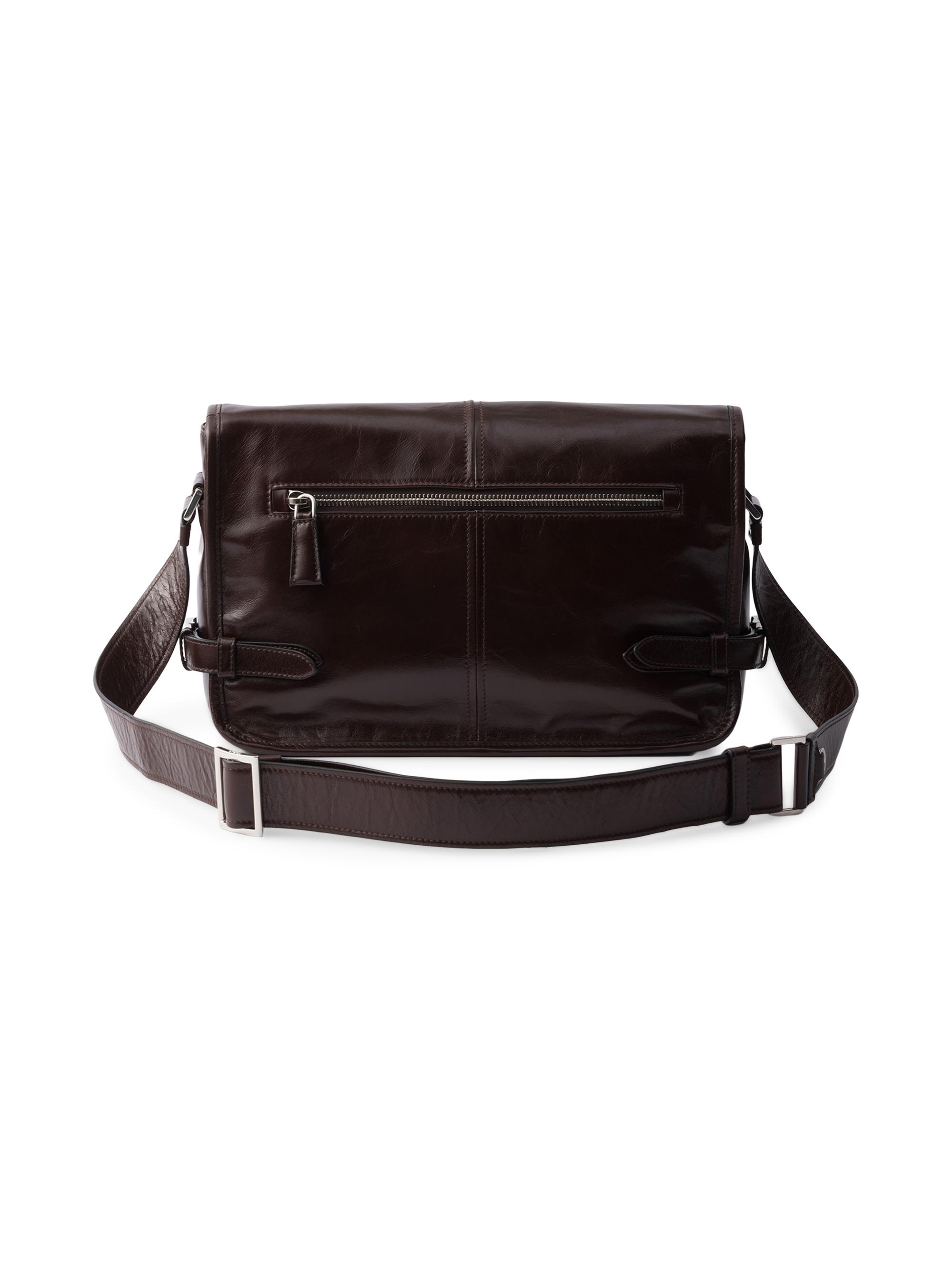 Prada Men's Leather Shoulder Bag - Dark Brown | Thumbnail 5