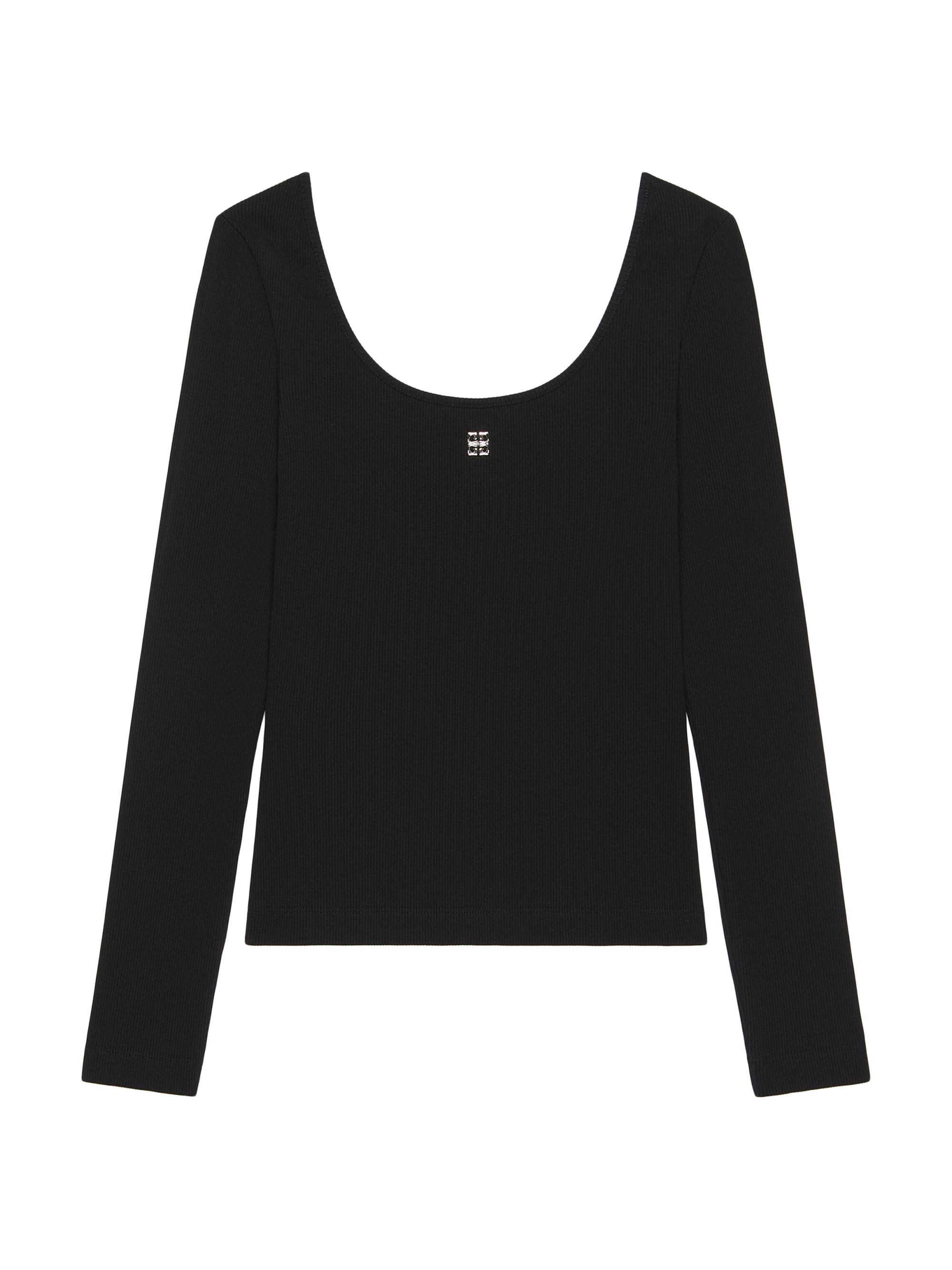 Givenchy Women's Slim Fit Top in Cotton with 4G Liquid Detail - Black