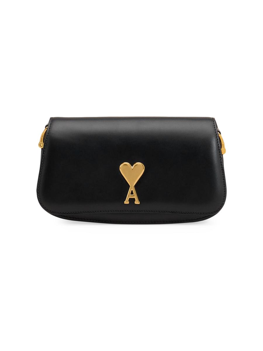 関税込 AMI PARIS LEATHER CROSSBODY BAG Ami Paris Leather Paris Paris Cross-Body Bag in Black for