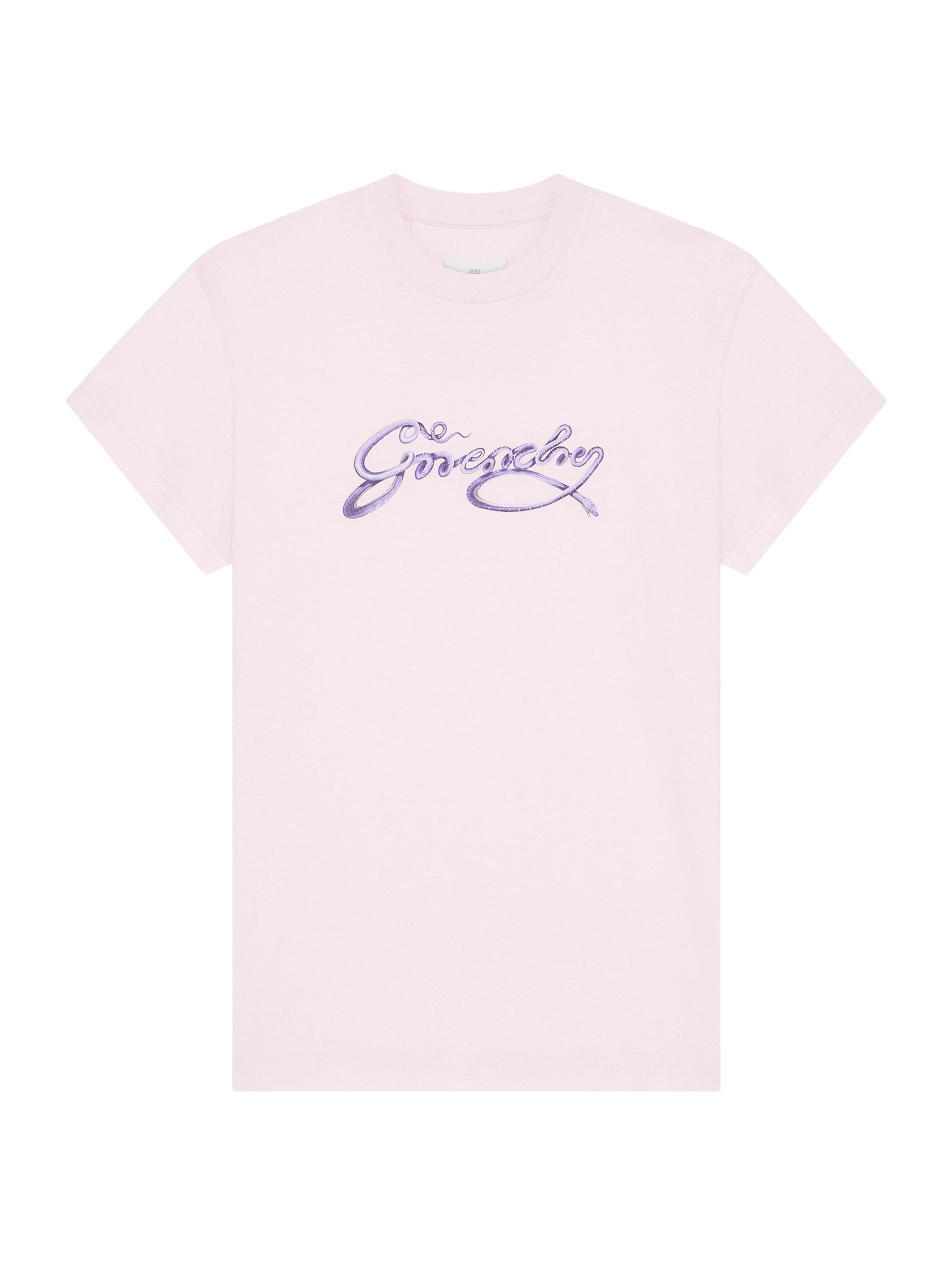 Givenchy Women's T-Shirt in Cotton with Snake Print - Pale Pink