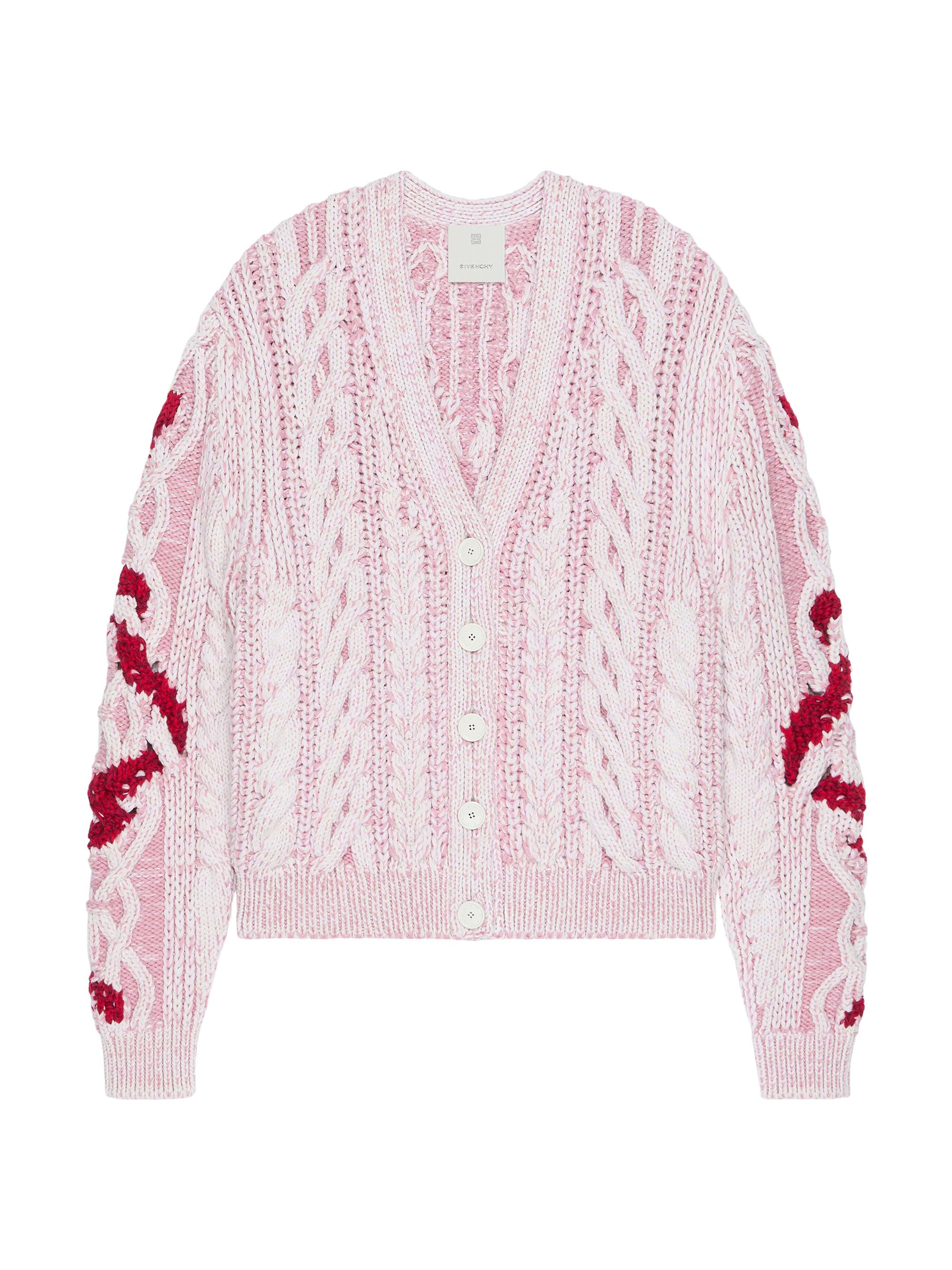 Givenchy Women's Cardigan in Cable Knit with Snake Jacquard -  Pink