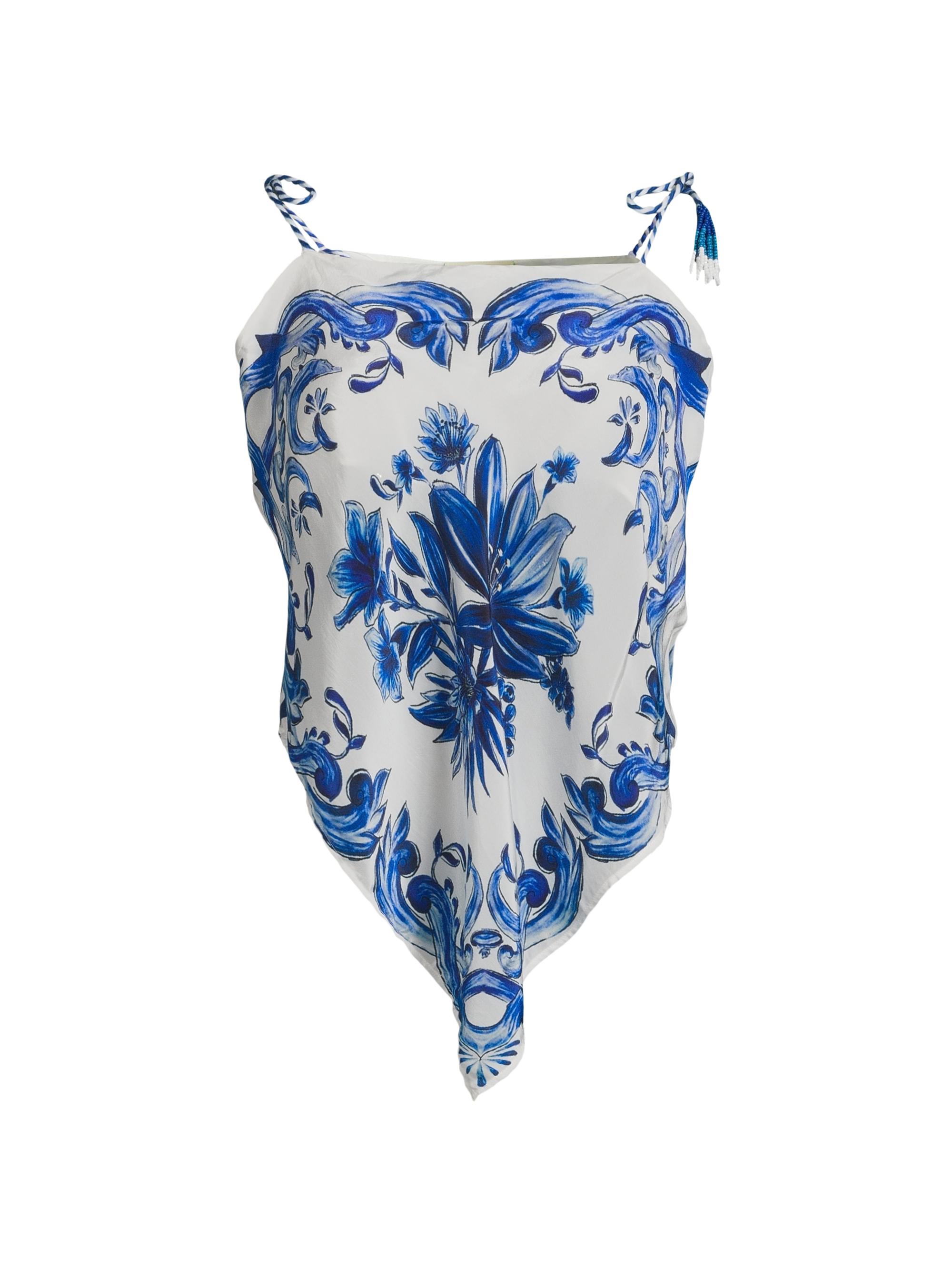 Farm Rio Women's Garden Tiles Cover-Up Blouse - Off White