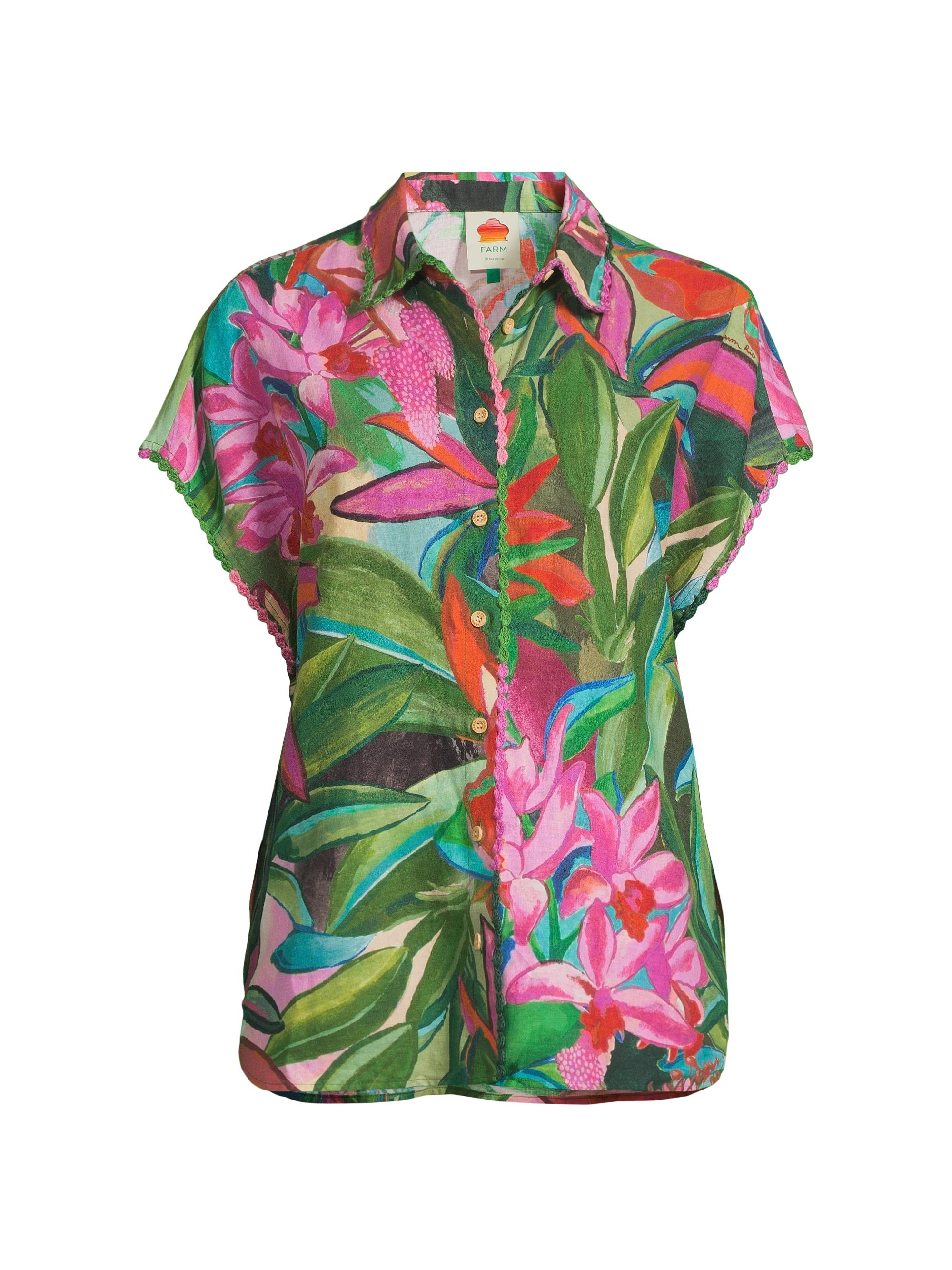 Farm Rio Women's Jardin de Reve Shirt - Green