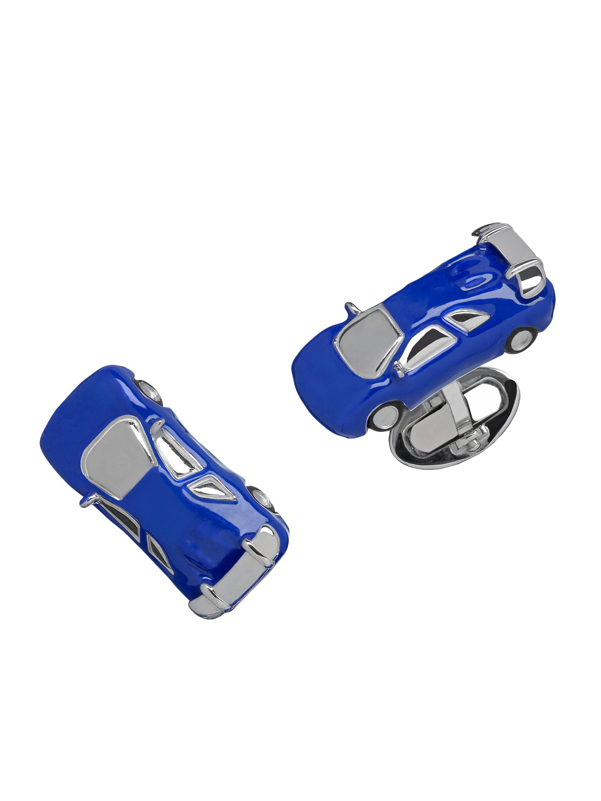 Jan Leslie Men's Race Car Sterling Silver & Enamel Cufflinks - Blue