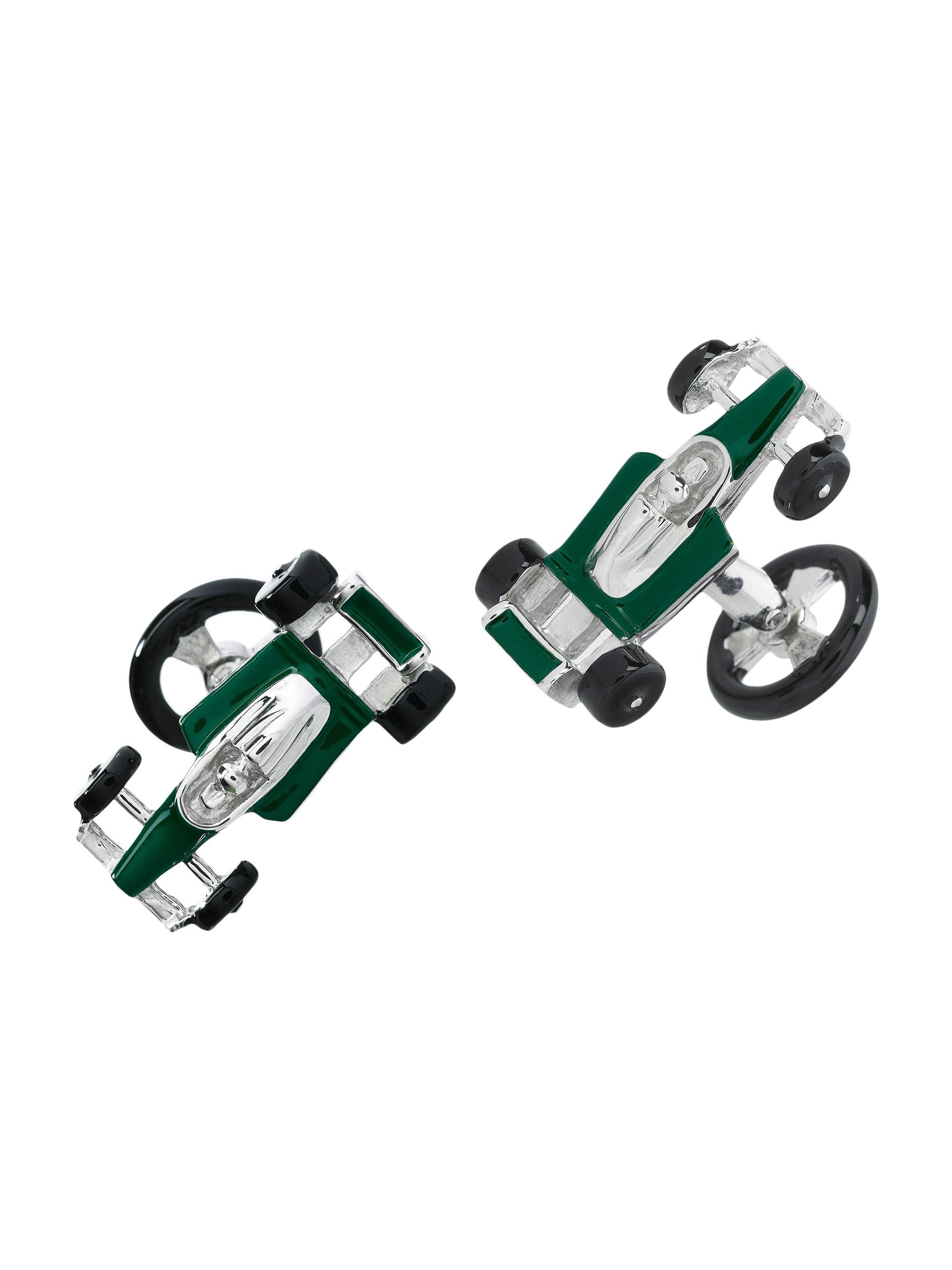 Jan Leslie Men's Formula One Sterling Silver & Enamel Cufflinks - Green