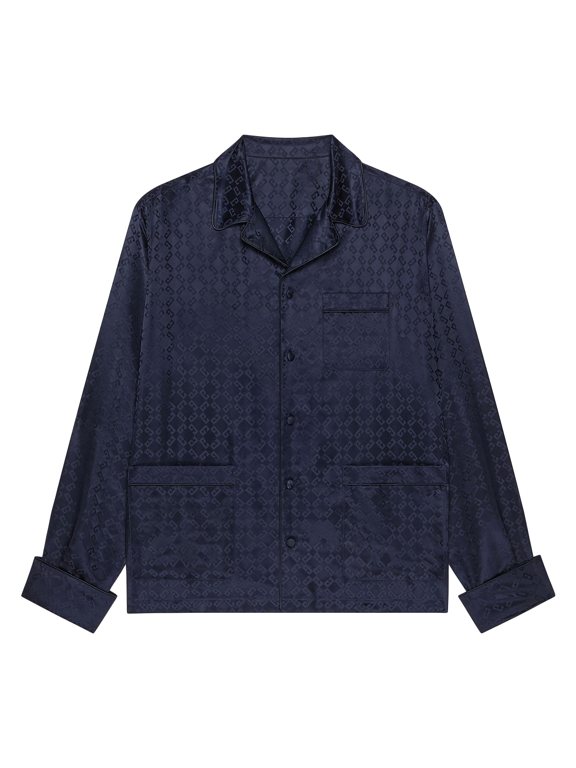 Givenchy Men's Pyjamas Shirt in Shiny Monogram 72 Jacquard - Dark Blue