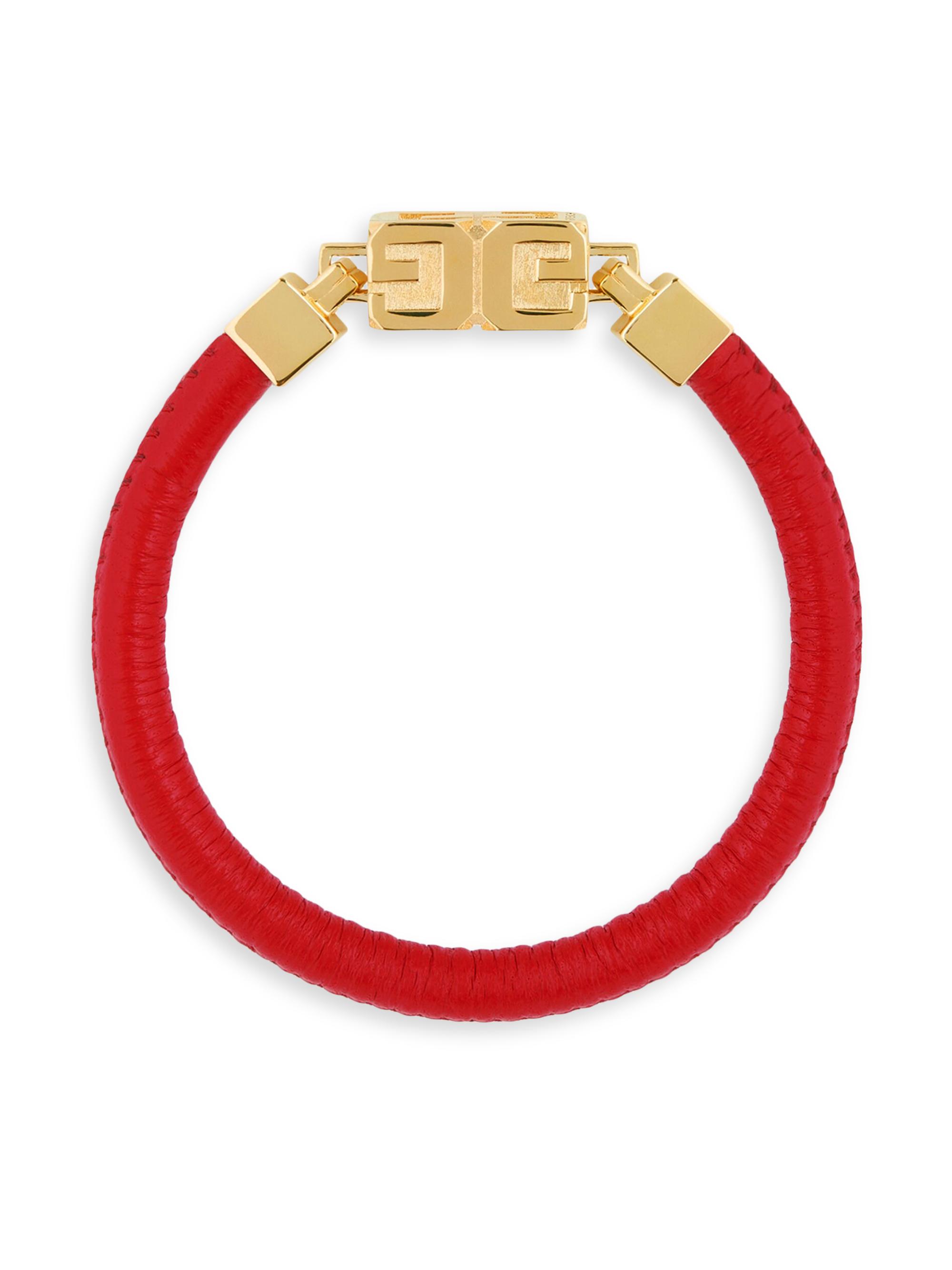 Givenchy Women's G Cube Bracelet in Leather and Metal - Golden Red