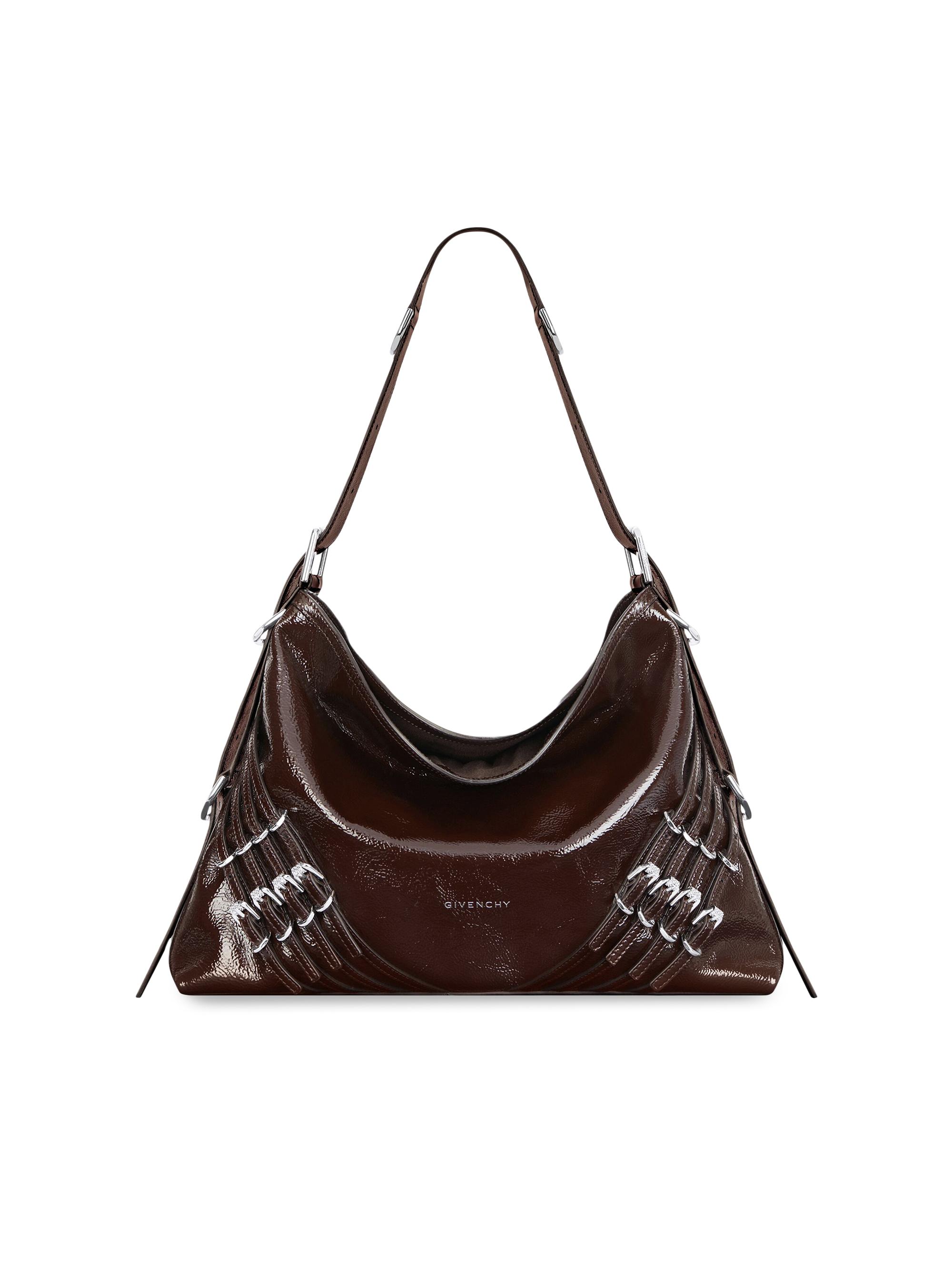 Givenchy Women's  Voyou Bag in Patent Leather with Multi Buckles - Ebony Brown