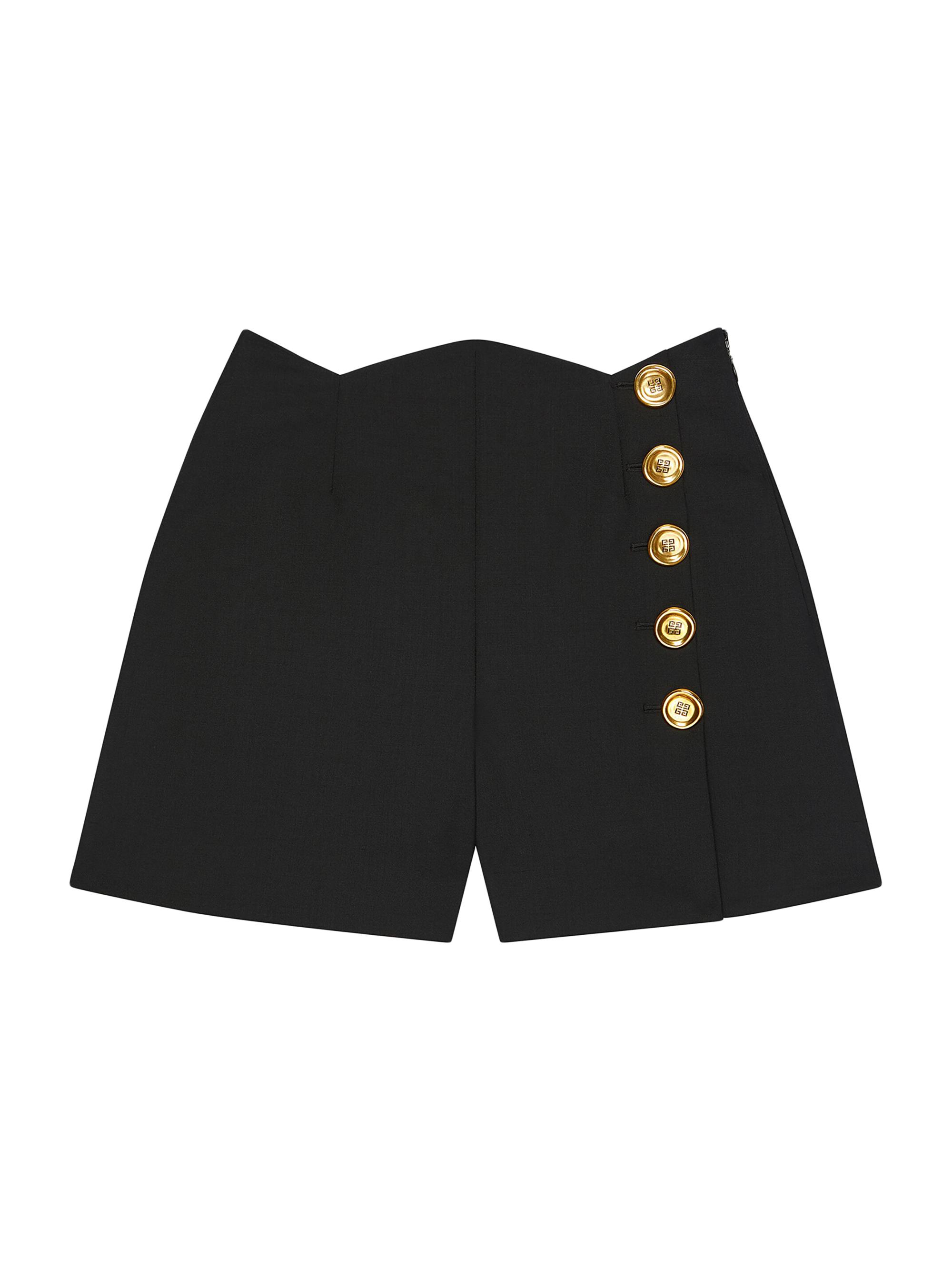 Givenchy Women's Shorts in Wool and Mohair with Buttons - Black