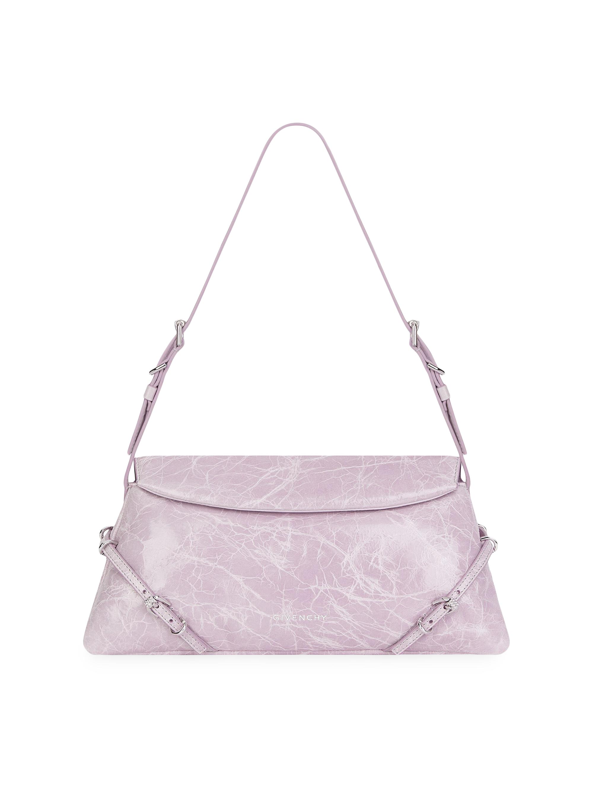 Givenchy Women's Small P'tit Voyou Shoulder Bag in Crackled Patent Leather - Orchid Purple
