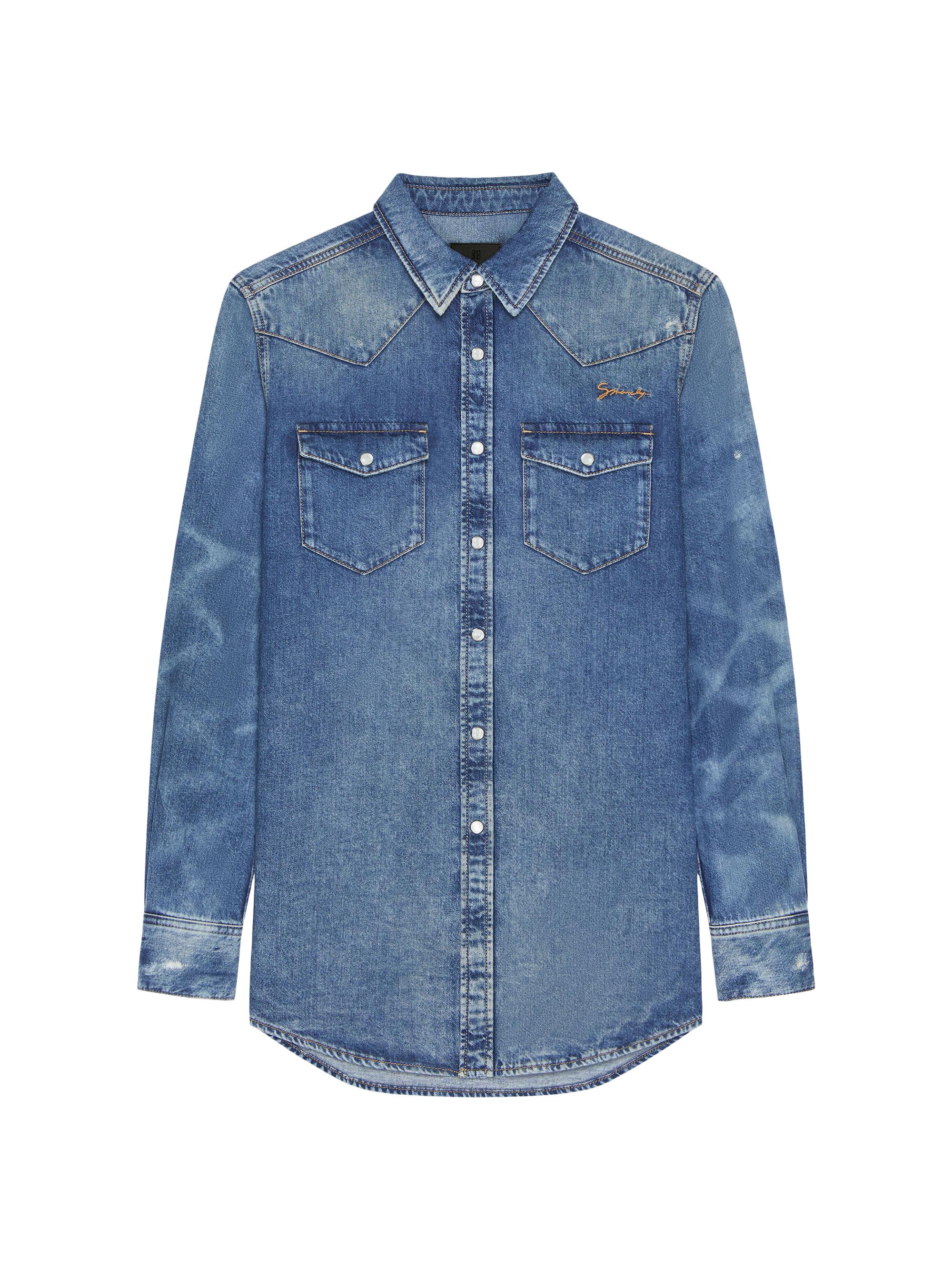 Givenchy Men's Slim Fit Shirt in Denim - Ocean Blue