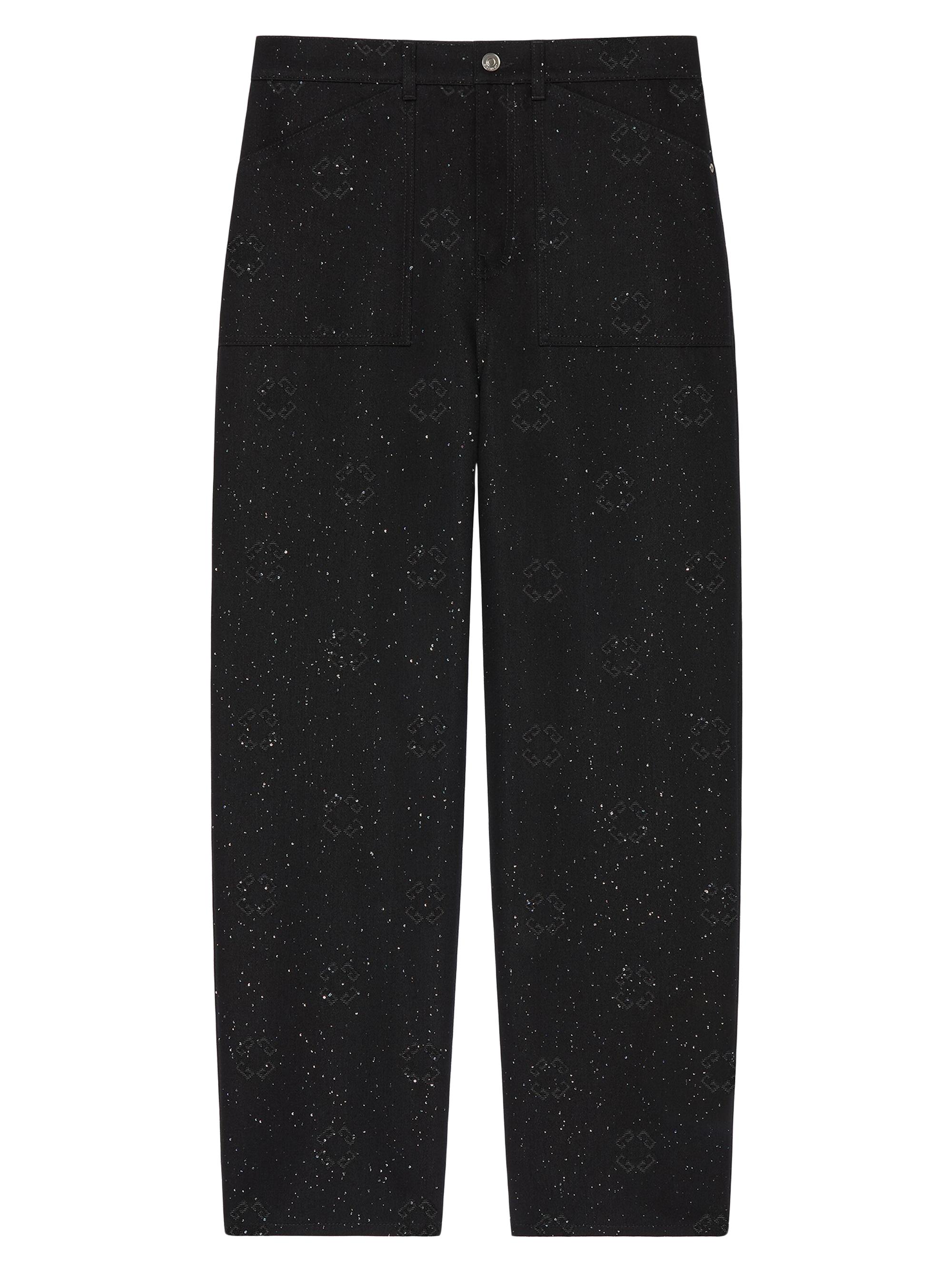 Givenchy Men's Loose Fit Jeans in Monogram 72 Denim with Sequins - Black