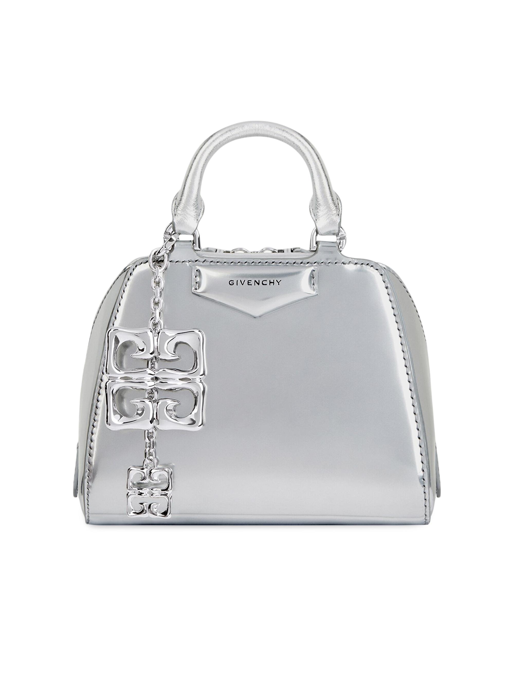Givenchy Women's Nano Antigona Cube Top Handle Bag in Laminated Leather - Light Silvery