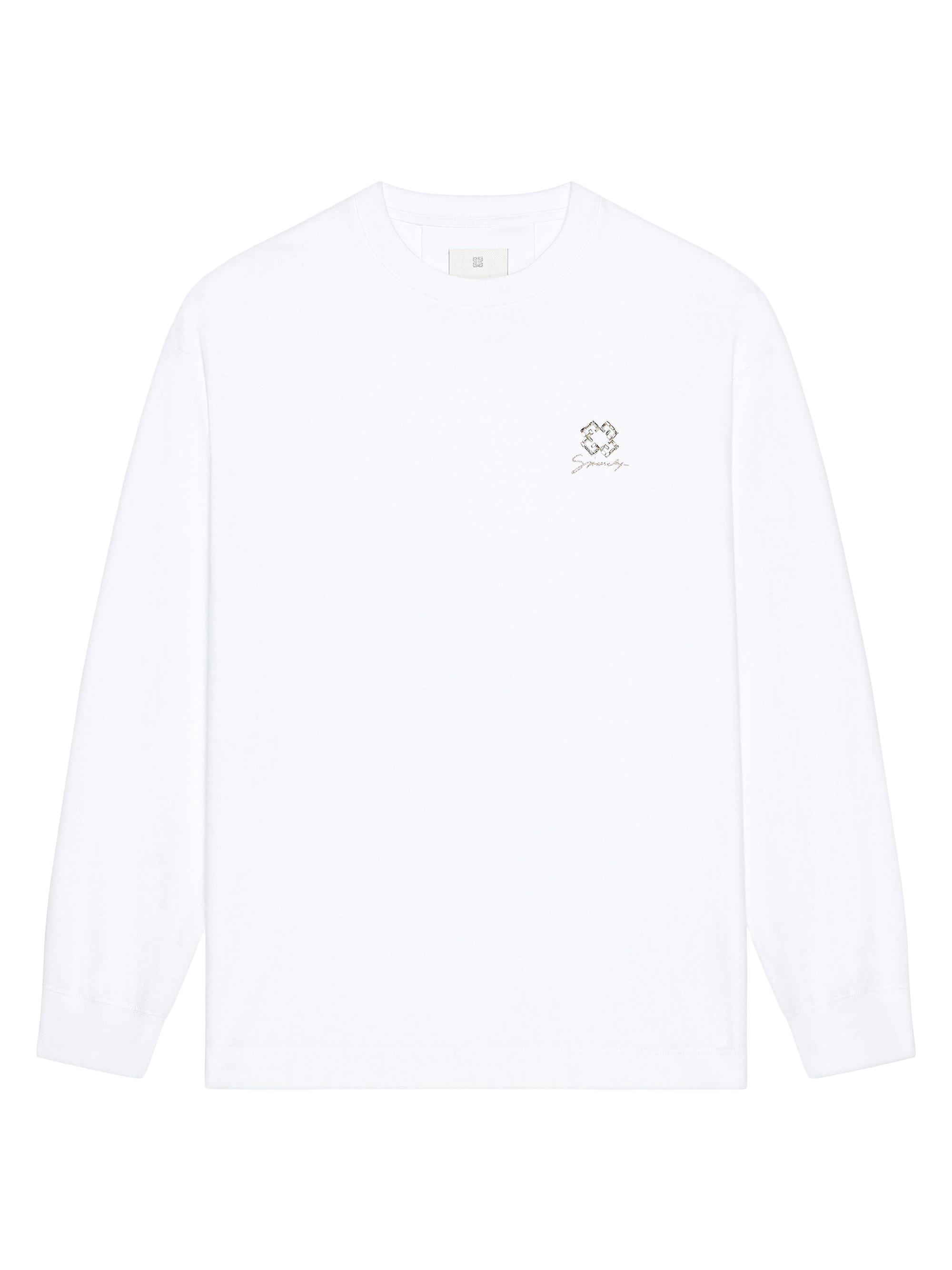 Givenchy Men's T-Shirt in Cotton with Crystals and 4G Detail - White
