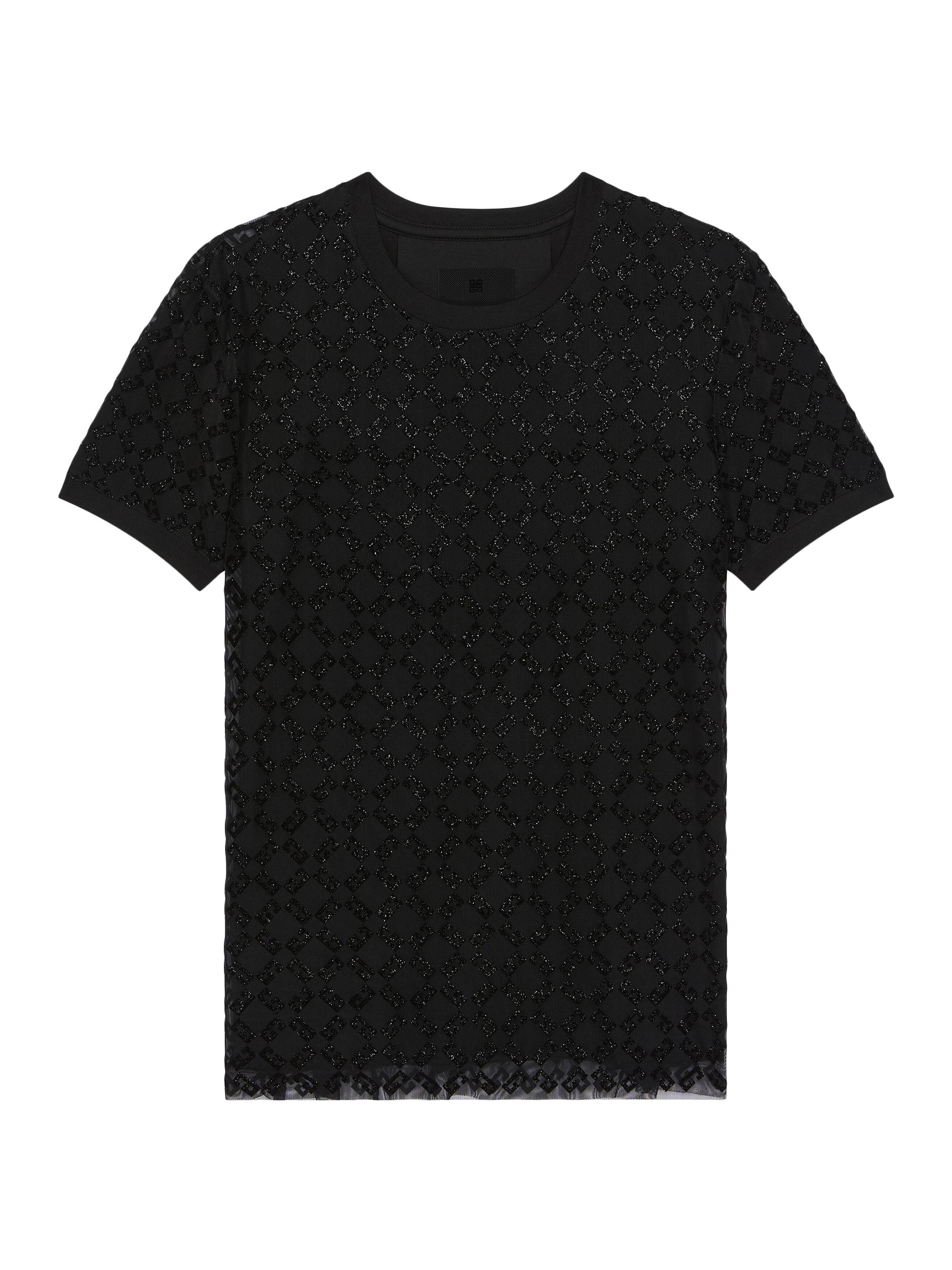 Givenchy Women's Double-Layered Slim T-Shirt in Cotton and Tulle - Black Silvery