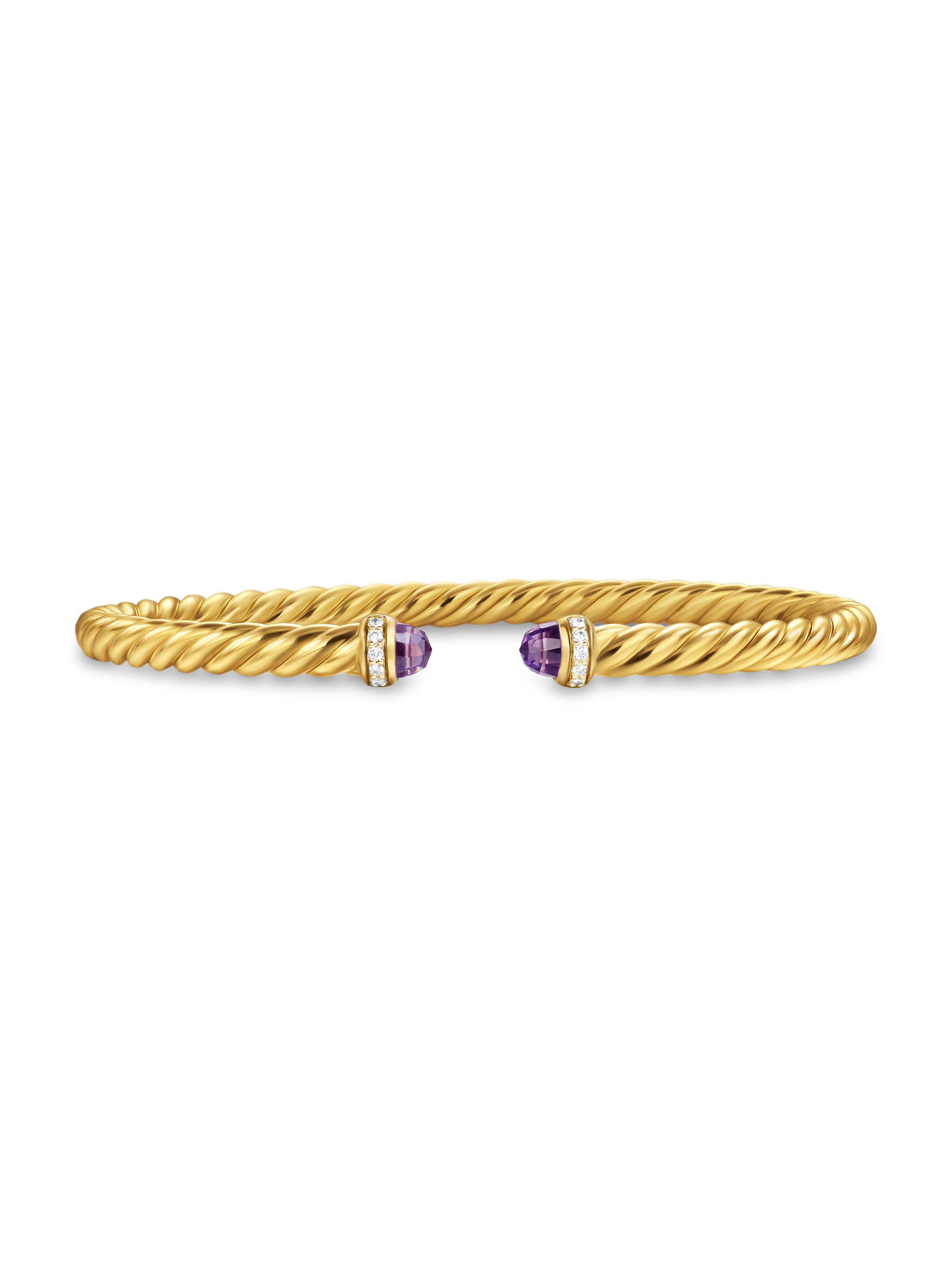 David Yurman Women's Cablespira Flex Bracelet in 18K Yellow Gold - Amethyst