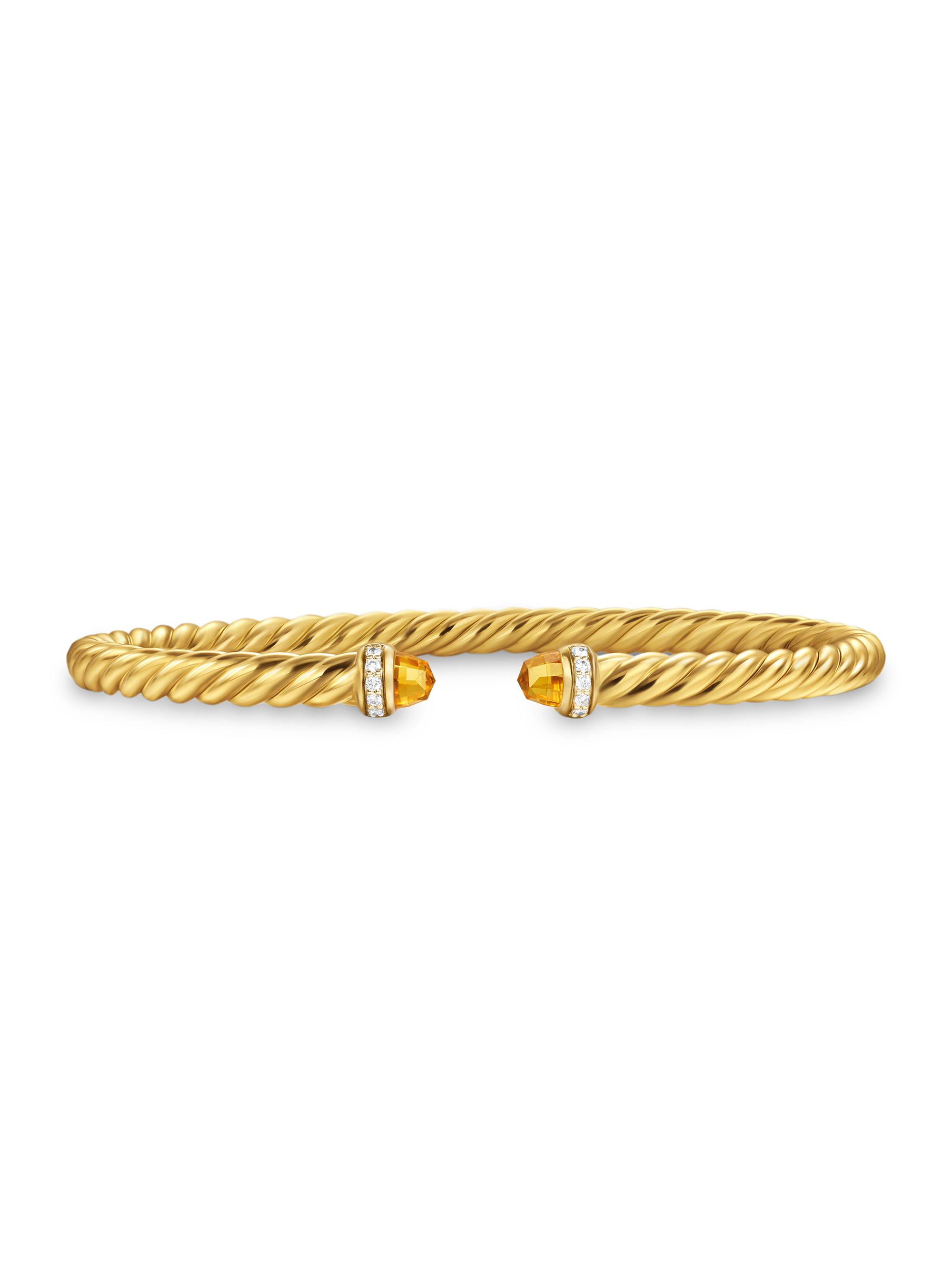 David Yurman Women's Cablespira Flex Bracelet in 18K Yellow Gold - Citrine
