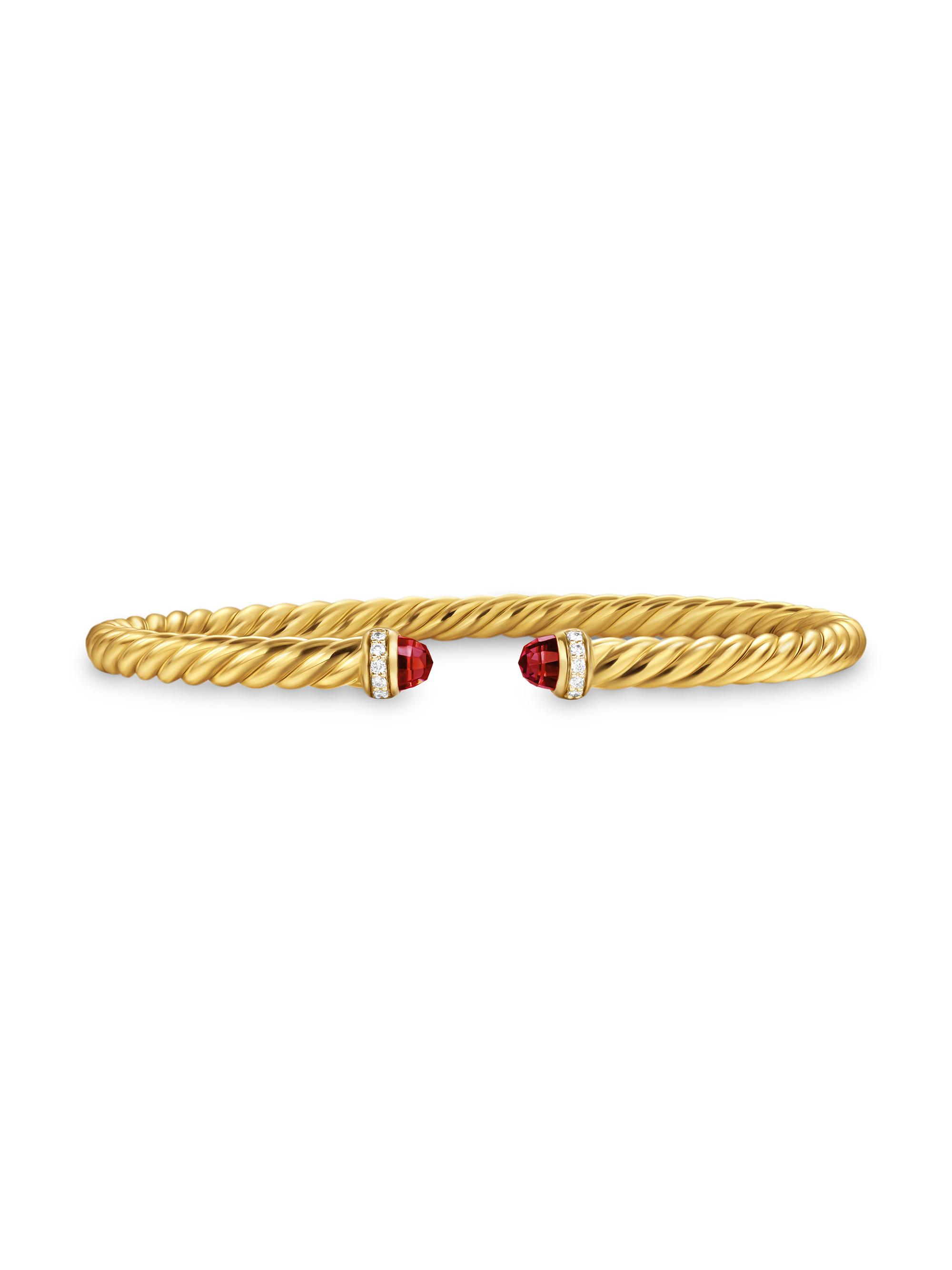 David Yurman Women's Cablespira Flex Bracelet in 18K Yellow Gold - Rhodolite Garnet