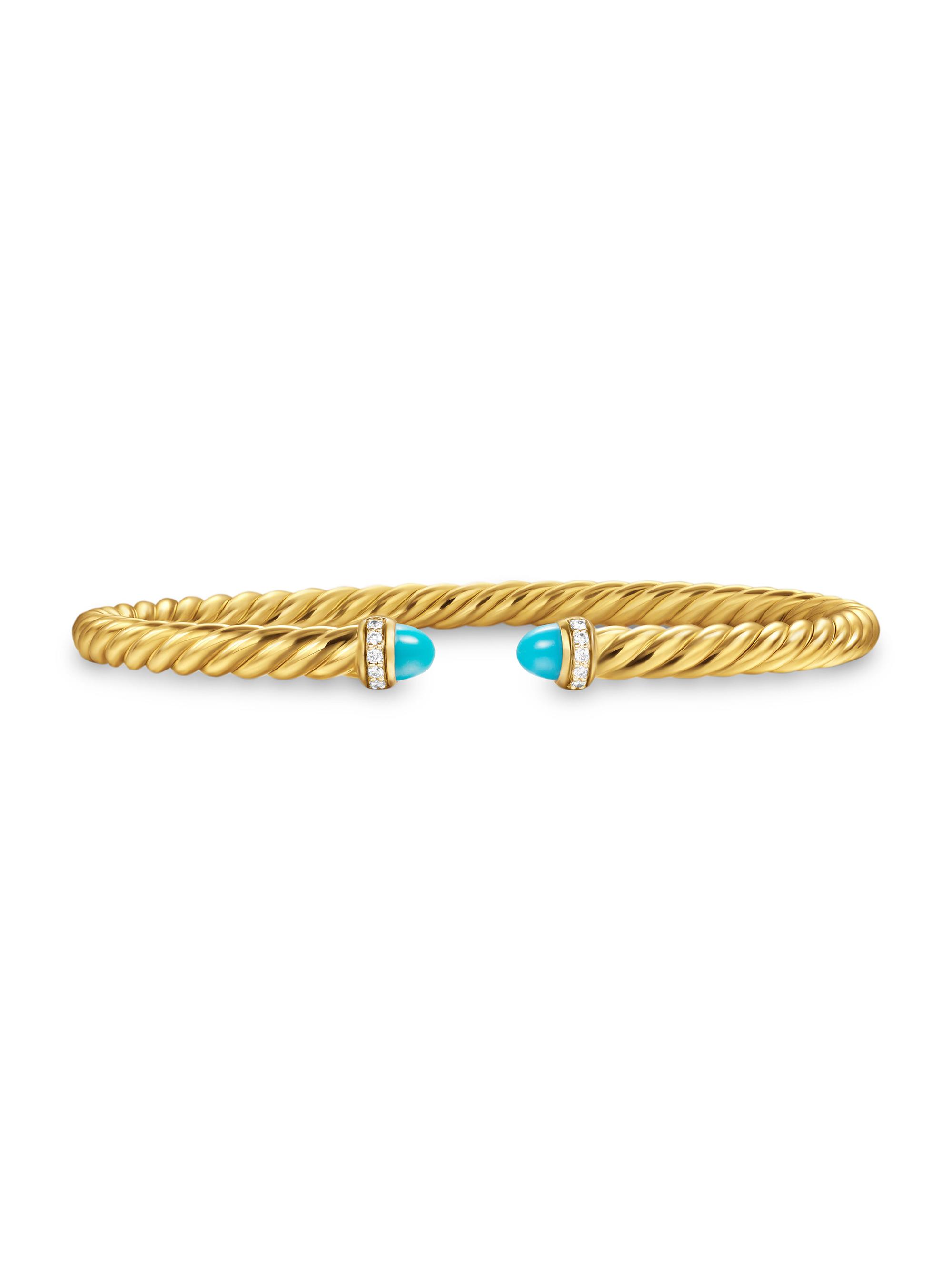 David Yurman Women's Cablespira Flex Bracelet in 18K Yellow Gold - Turquoise