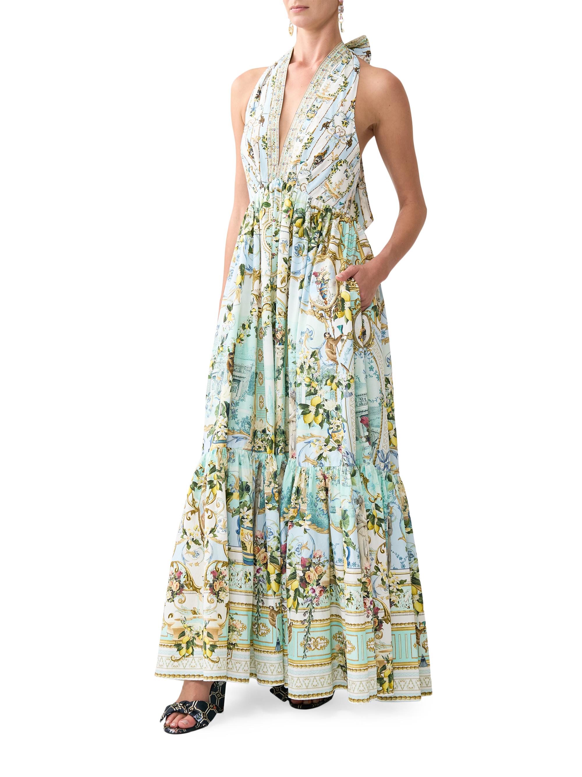 QUINTESSA™ - Elegant Halter Neck Lotus Summer Maxi Dress main image 1