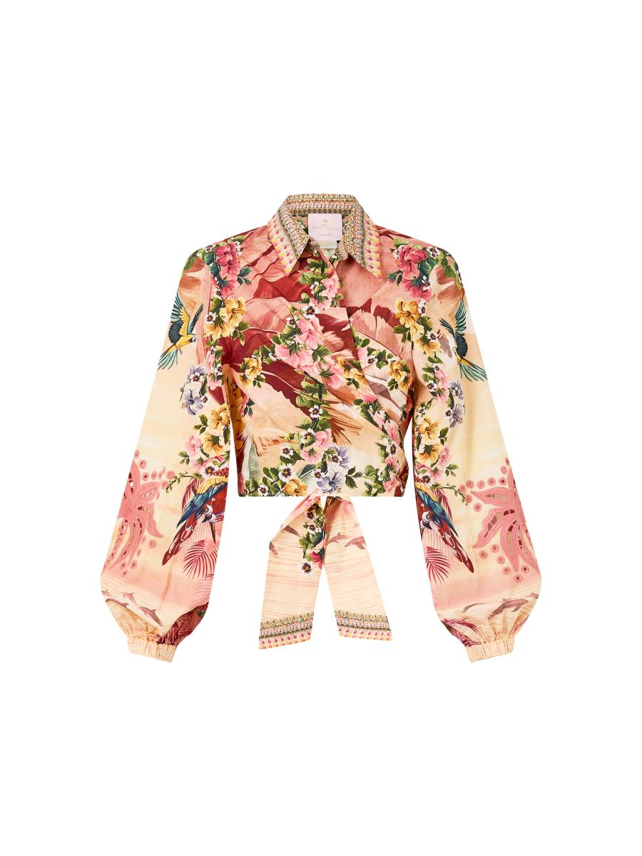 Camilla Camilla x White Lotus Cropped Wrap Shirt | Saks