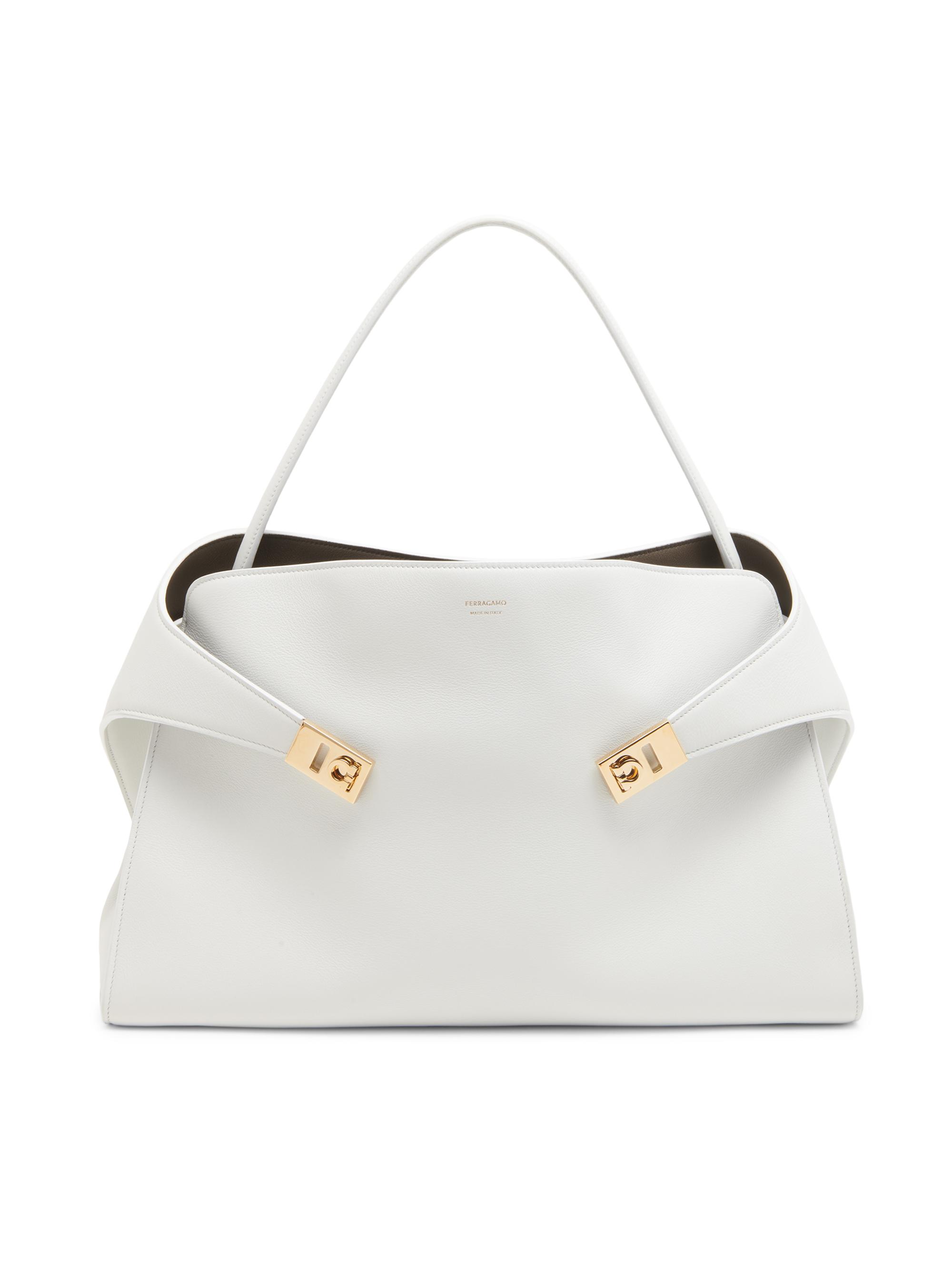 FERRAGAMO Women's  Hug Leather Shoulder Bag - Optic White