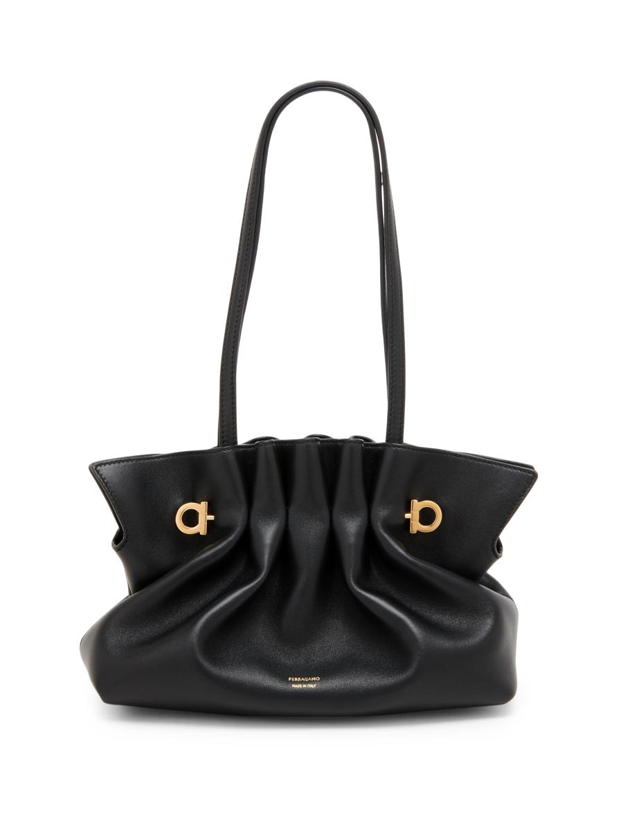 Ferragamo Soft-structured Shoulder Bag With Minimalist Design In Black