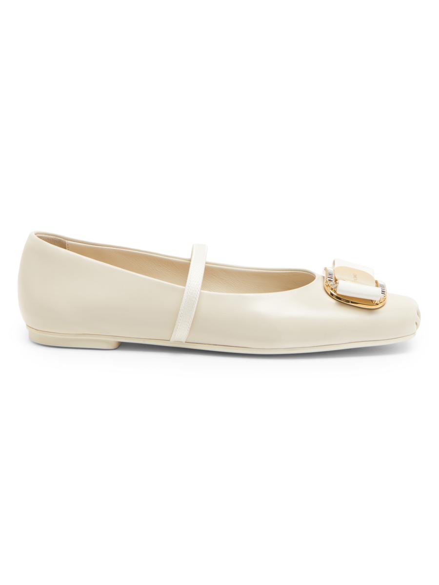 FERRAGAMO Zina Crystal-Embellished Leather Flats | Saks