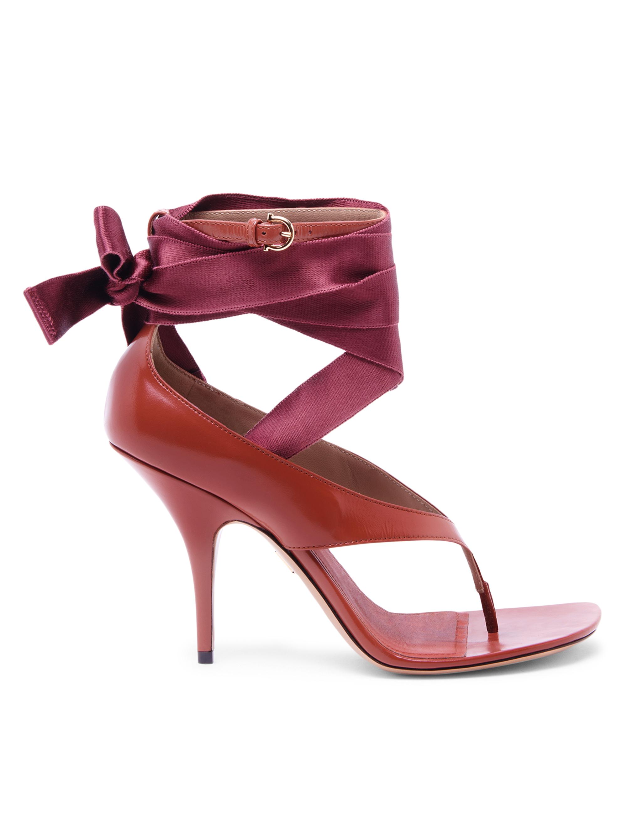 FERRAGAMO Women's Leliu 95MM Leather Sandals - Brick