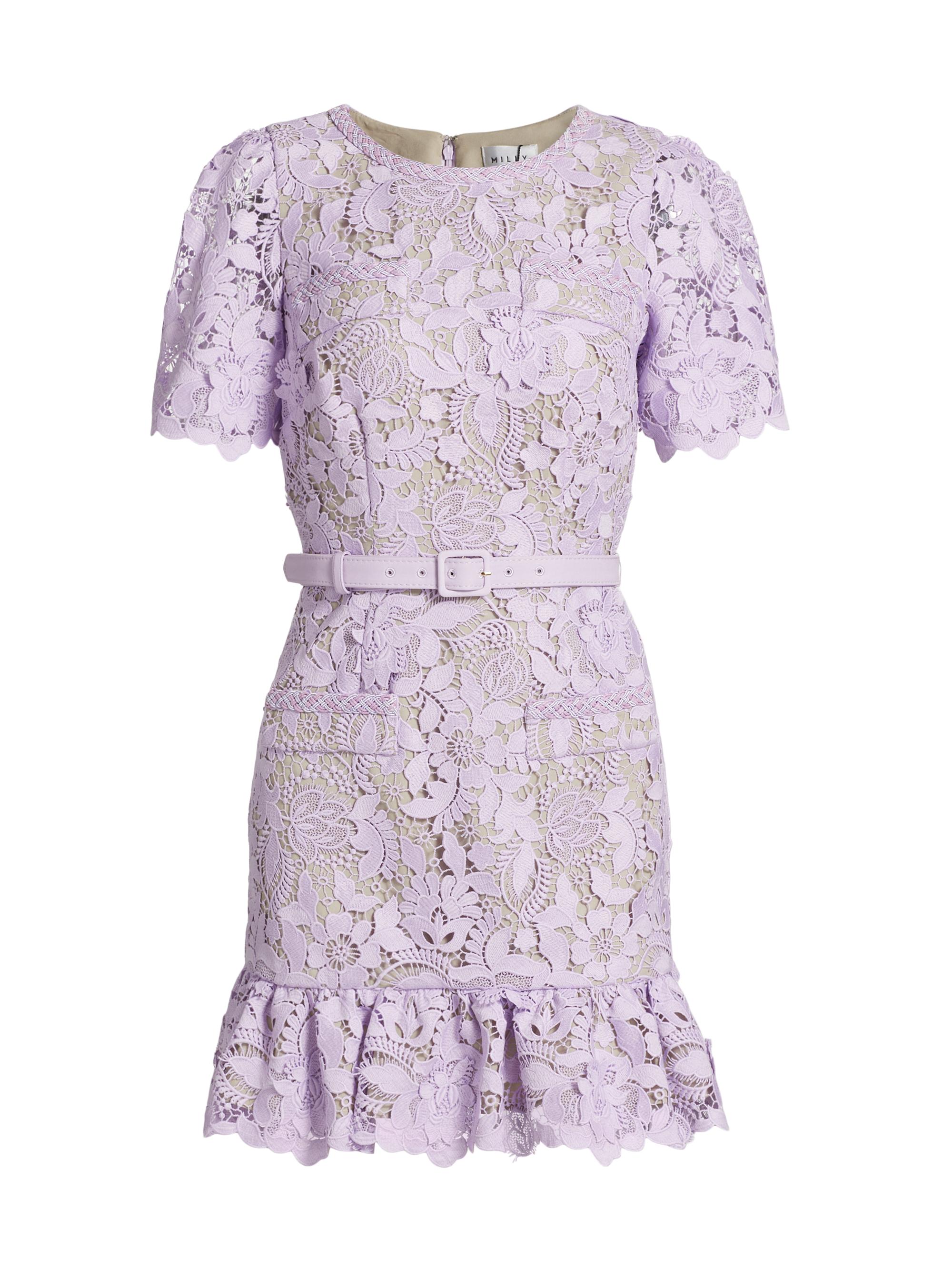 Milly Women's Garden Lace Flounce Minidress - Lilac