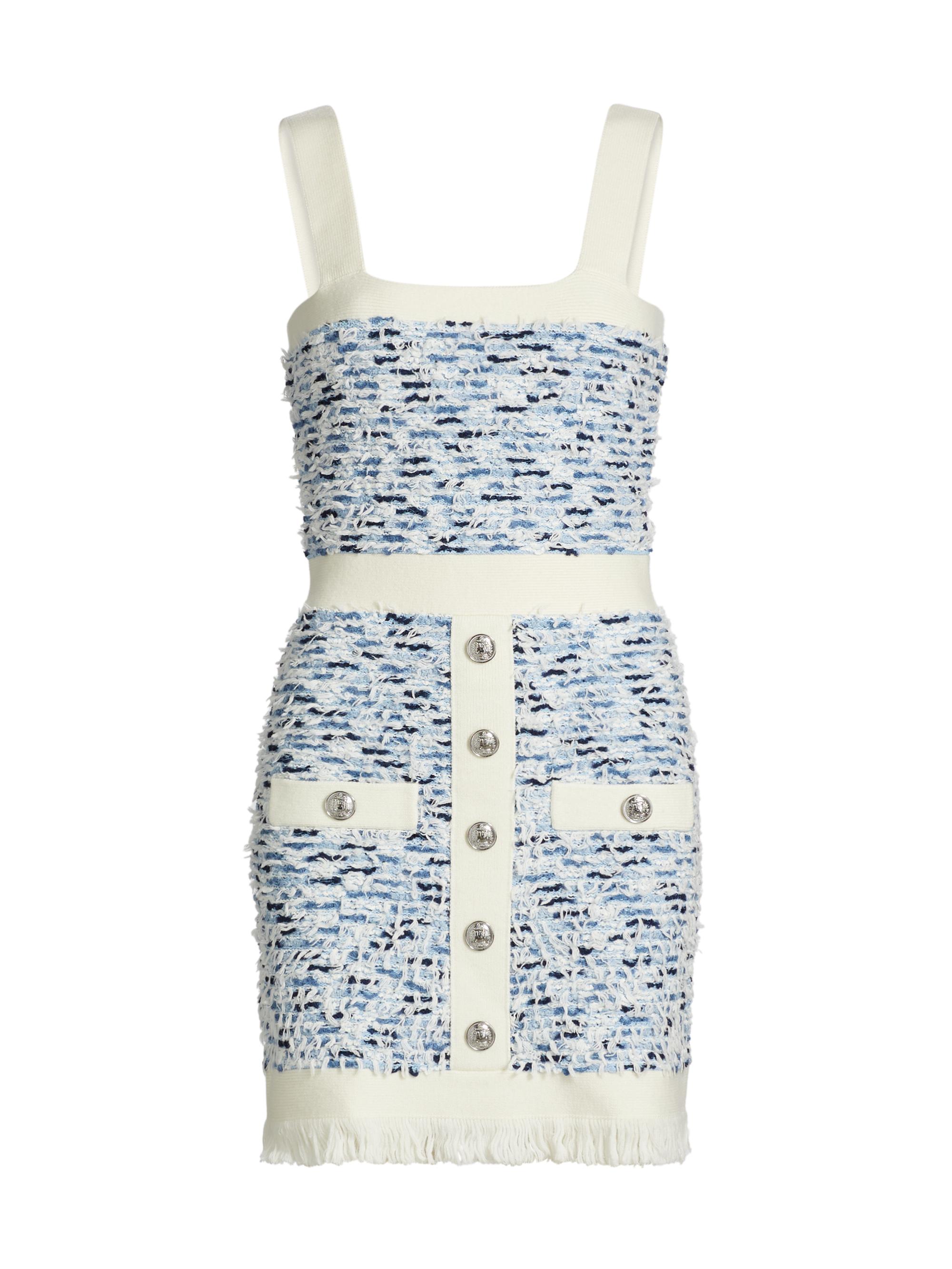 Milly Women's Tweed Sleeveless Minidress - Blue Multi