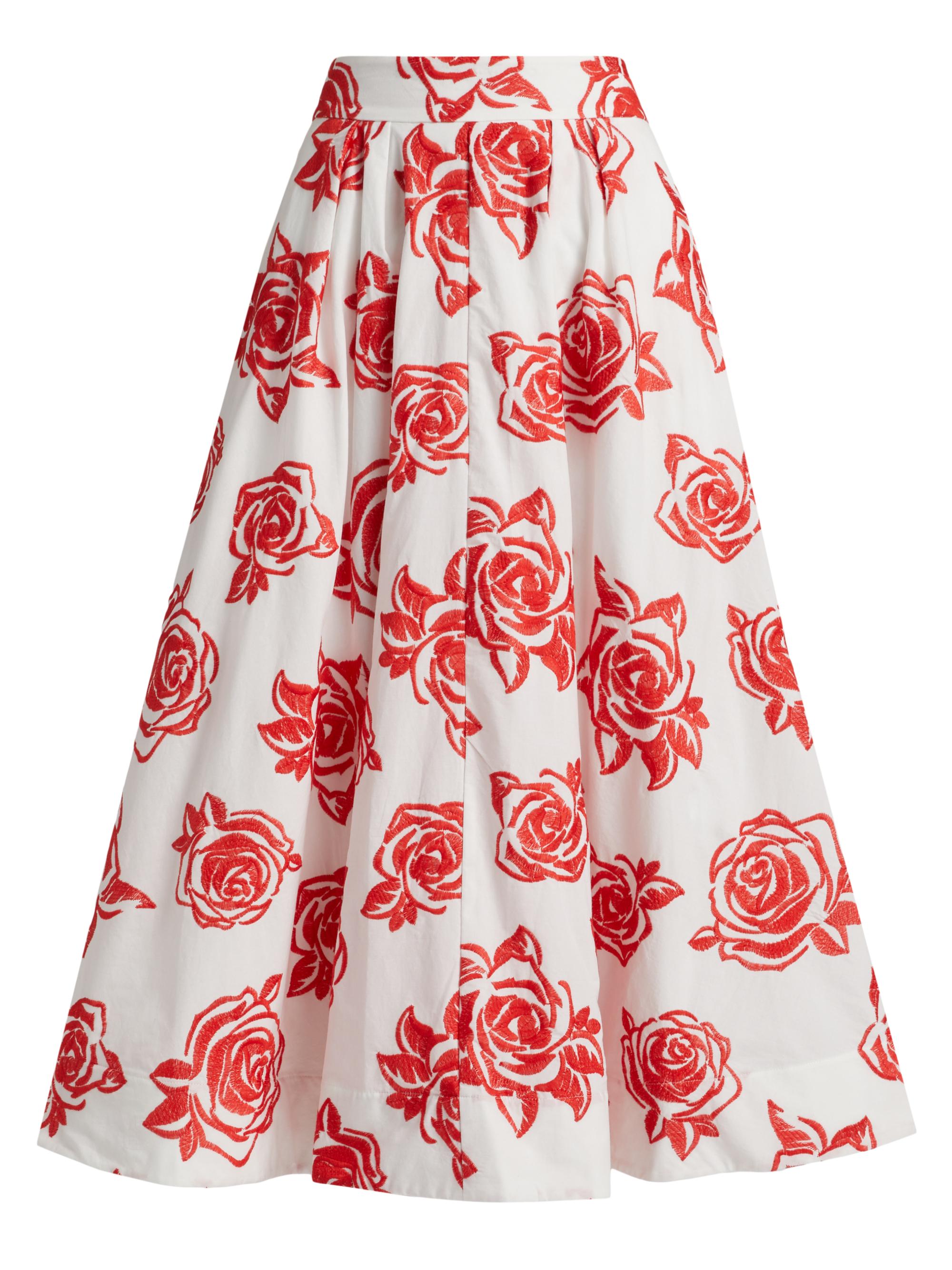 Milly Juliet Rose Embroidery Midi-Skirt | Saks Fifth Avenue