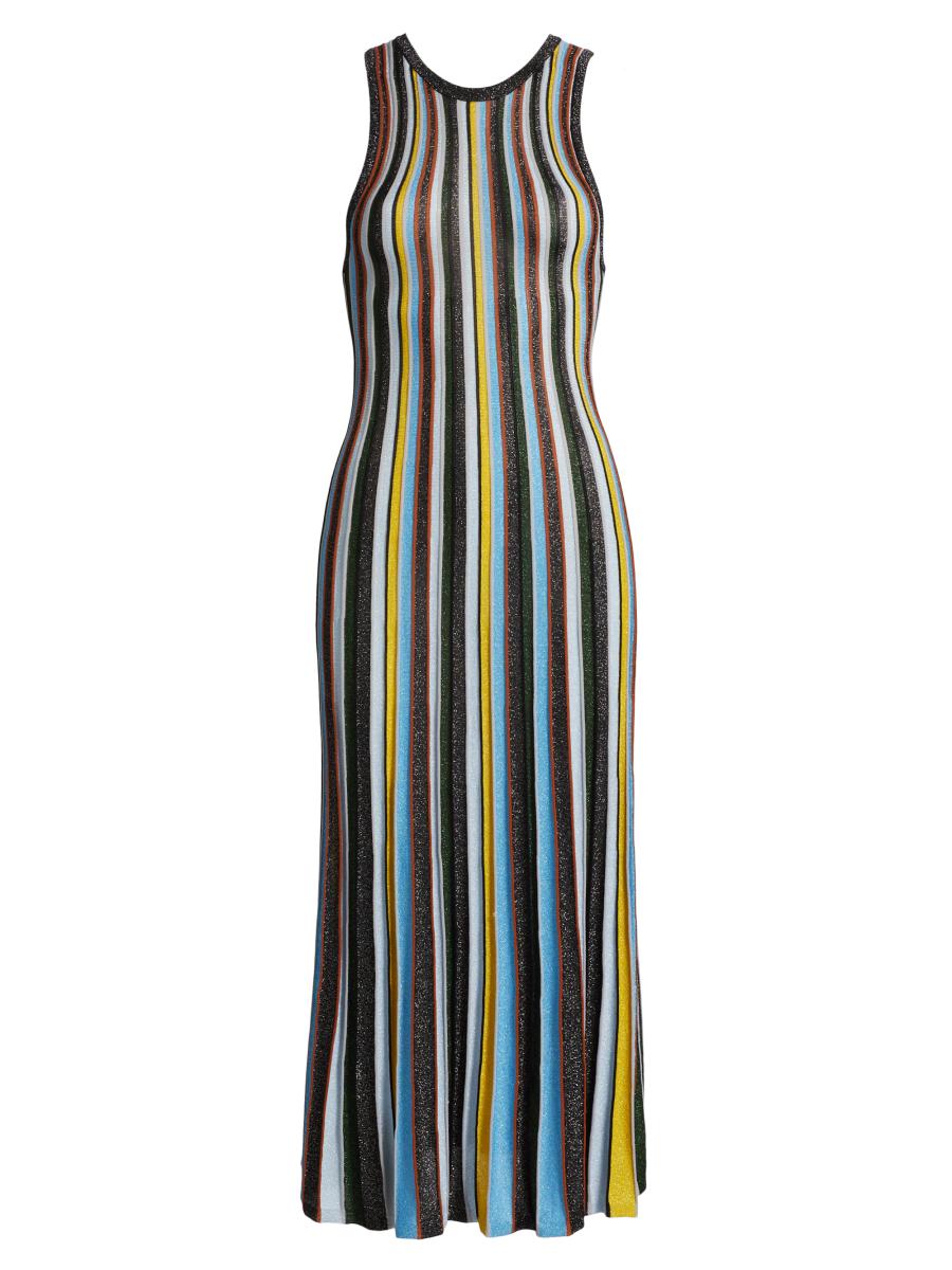 knee length dresses for ladies Mocha Striped Tank Midi Dress