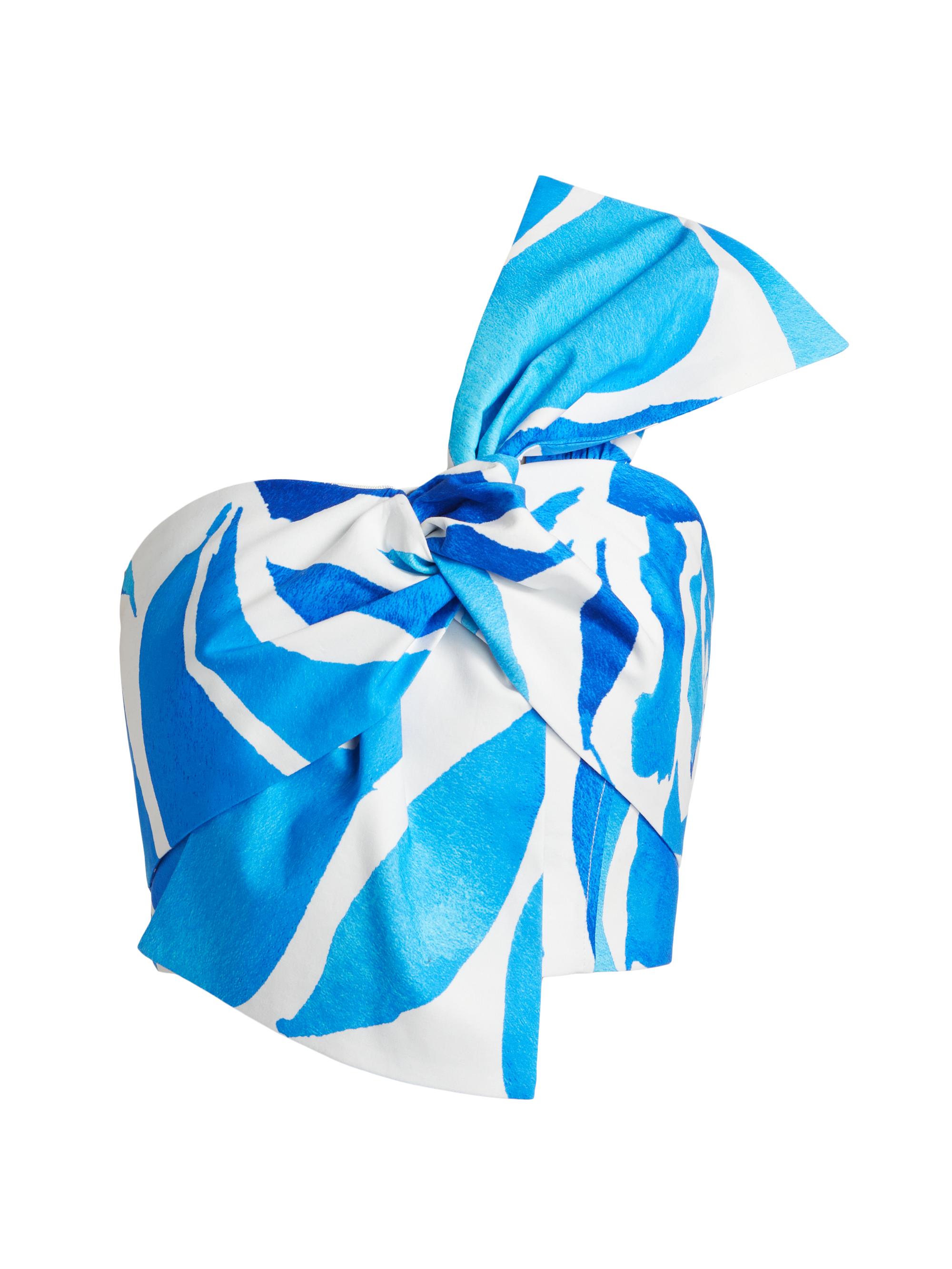 Milly Women's Laney Bow Printed Crop Top - Teal Blue Multi