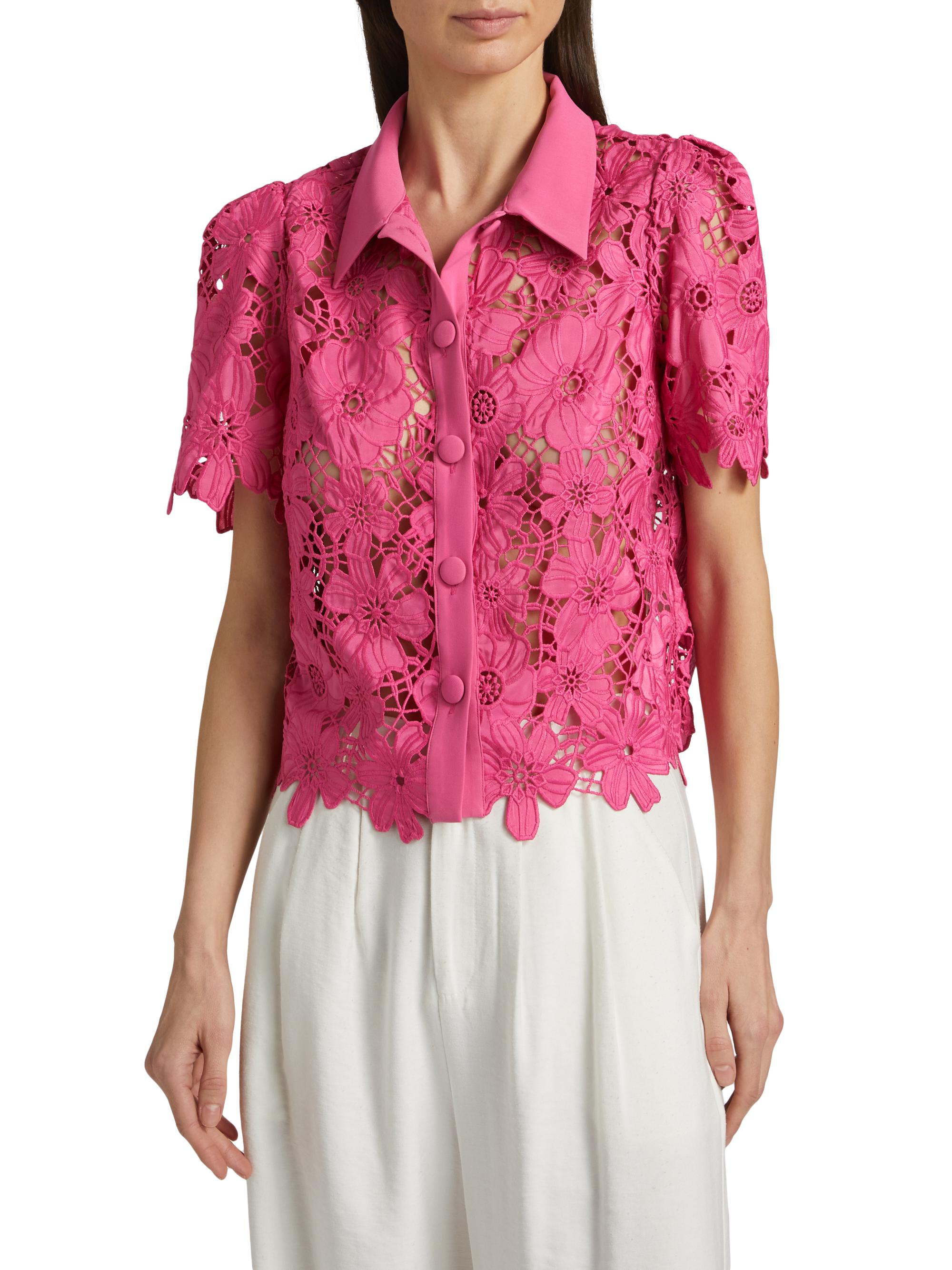 Milly Addison Roja Lace Top | Saks Fifth Avenue