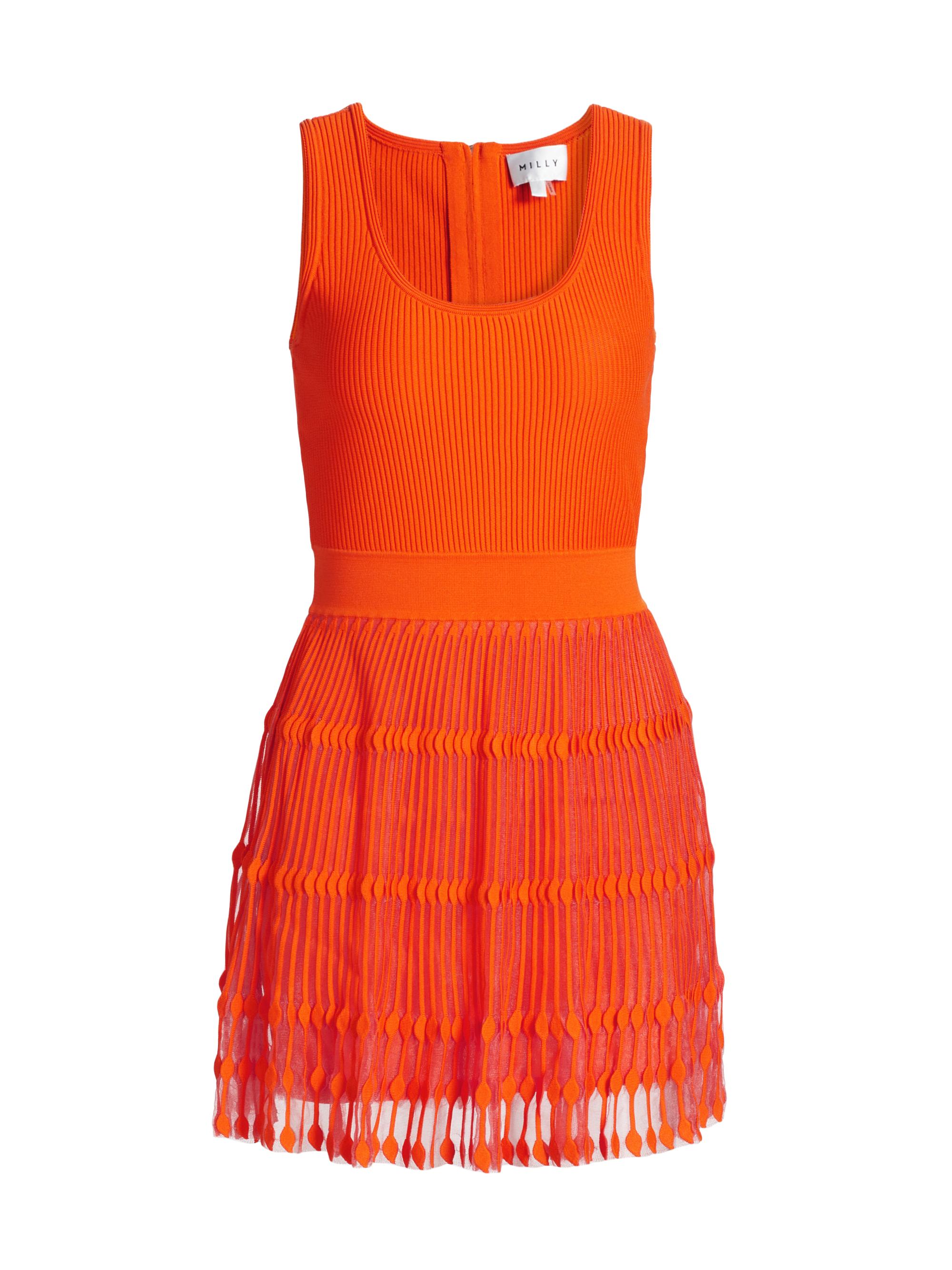 Milly Sheer-Knit Sleeveless Flare Minidress | Saks Fifth Avenue